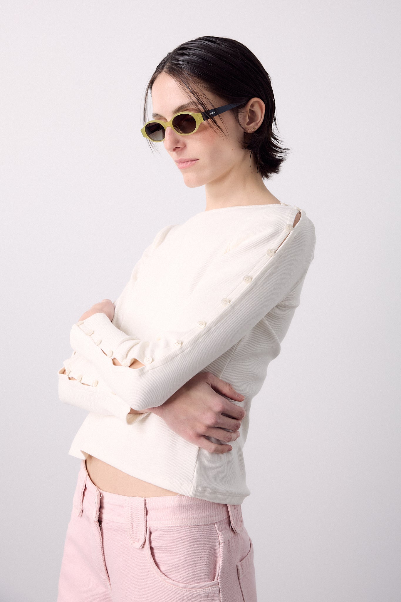 Camiseta Botones Blanca