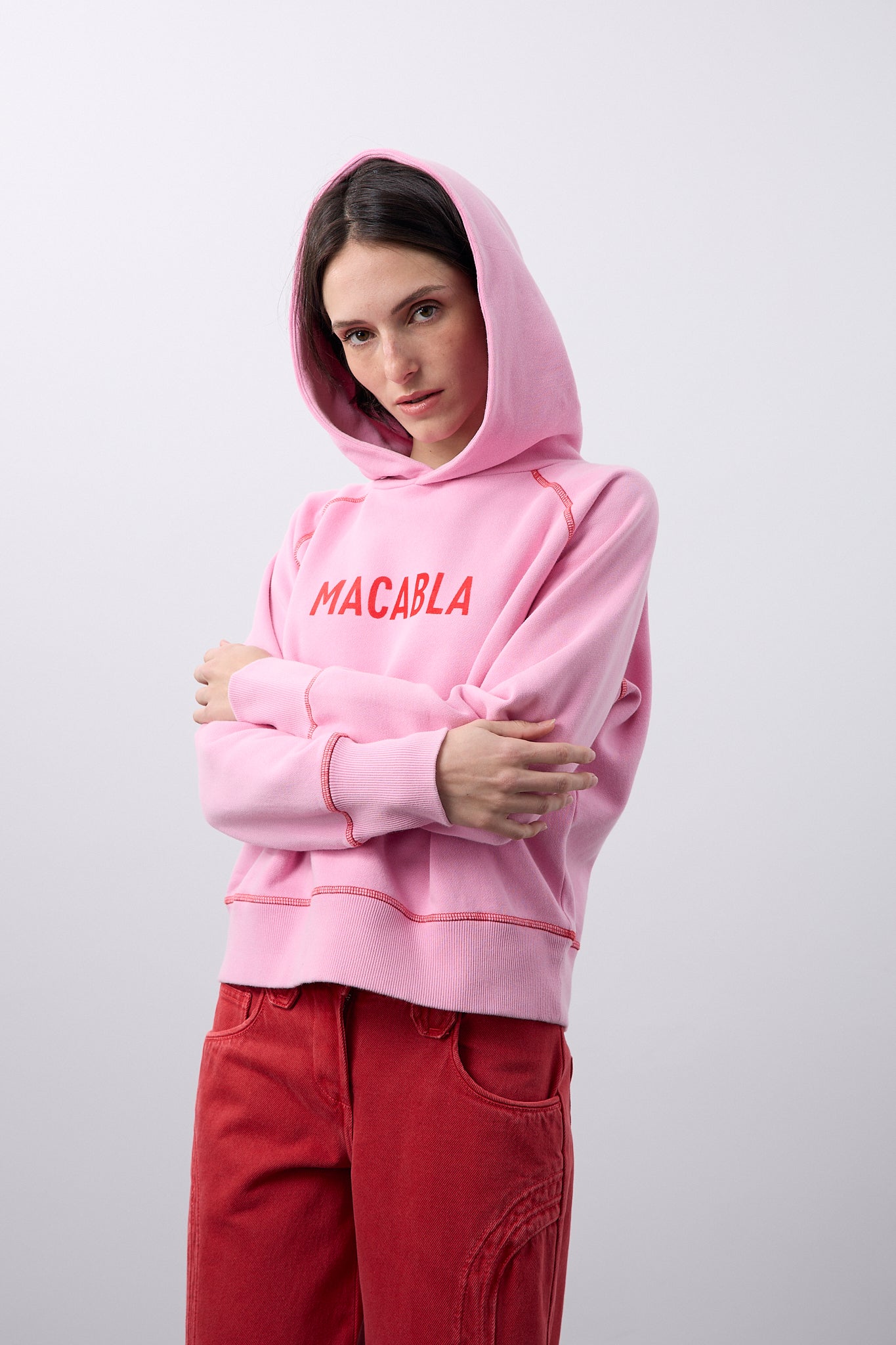 Sweat à capuche rose MACABLA