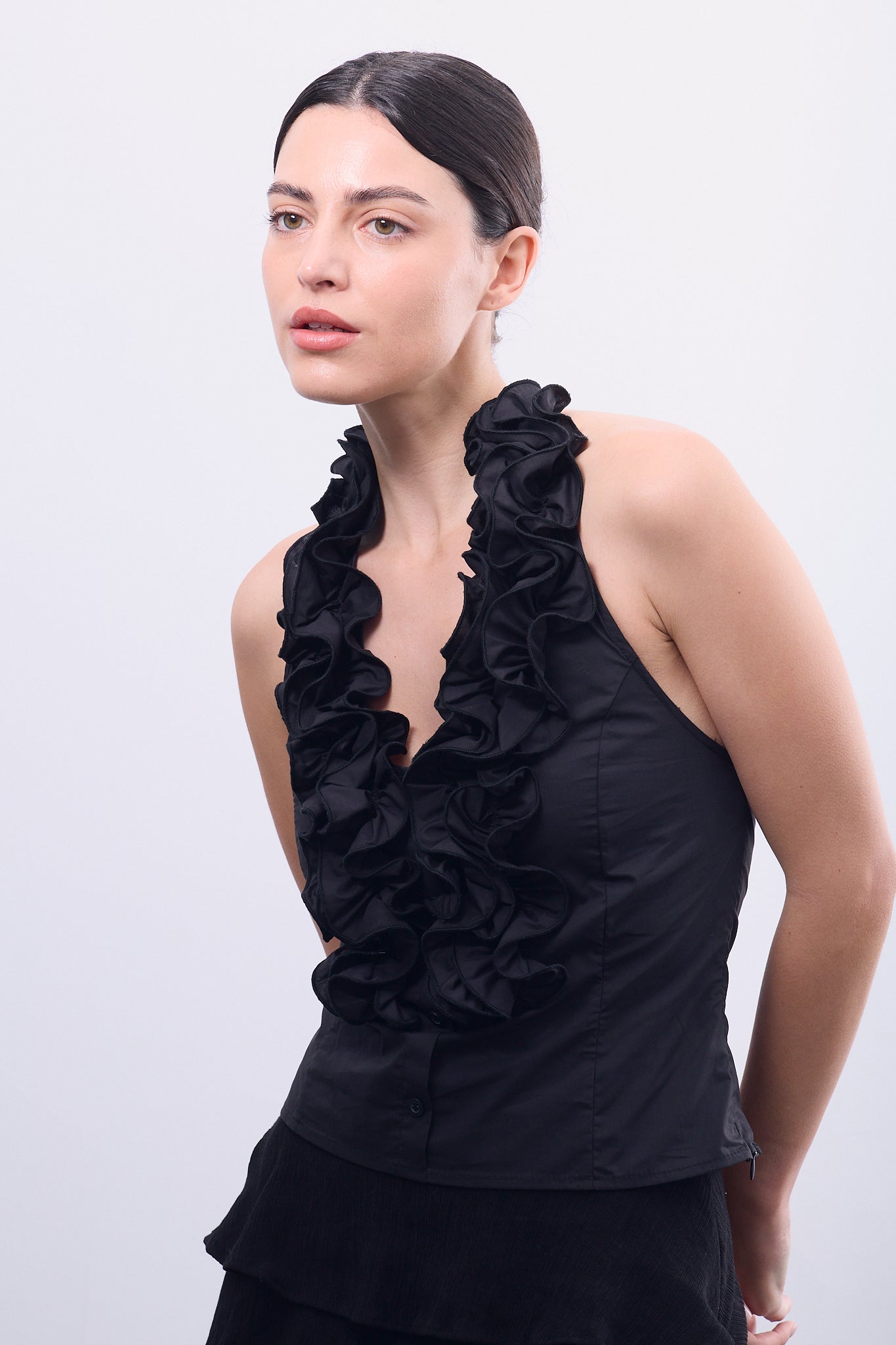 Black Ruffle Top