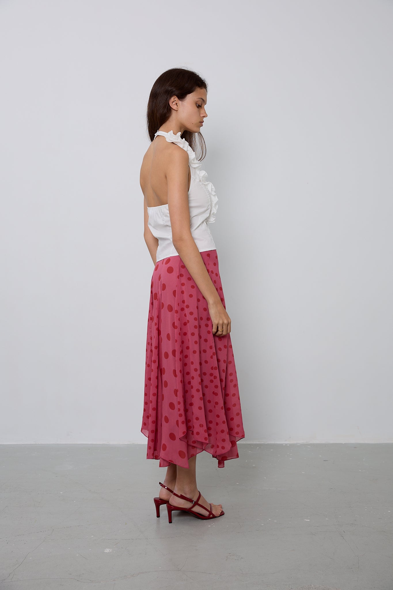 Pink Polka Dot Panel Skirt