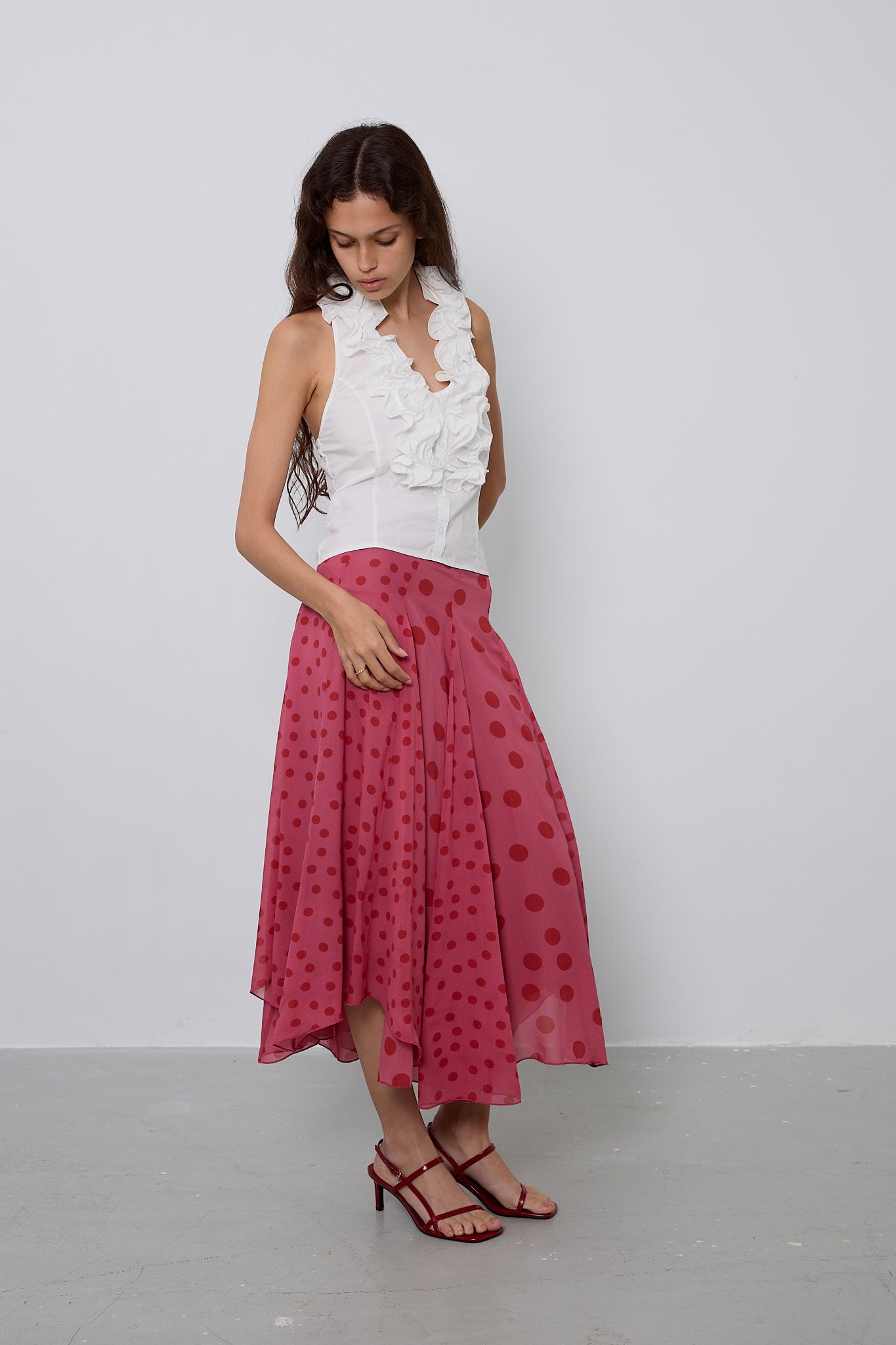 Pink Polka Dot Panel Skirt