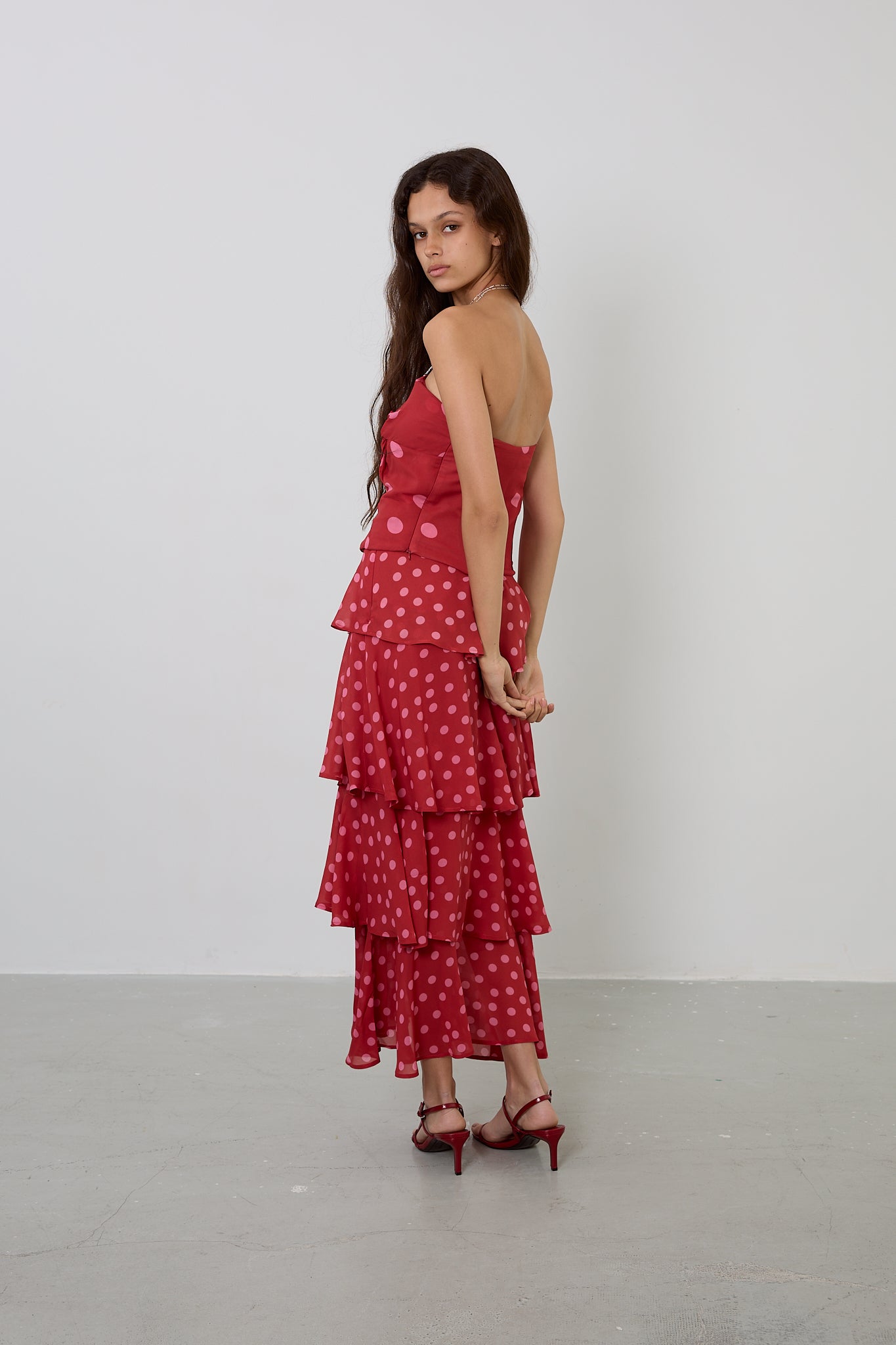 Red Polka Dot Ruffle Skirt