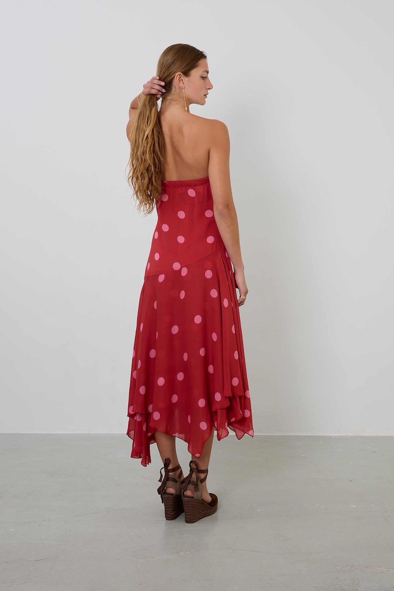 Red Polka Dot Strapless Dress