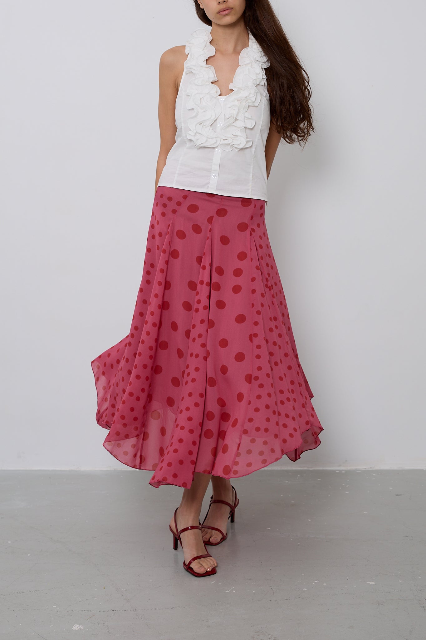 Pink Polka Dot Panel Skirt