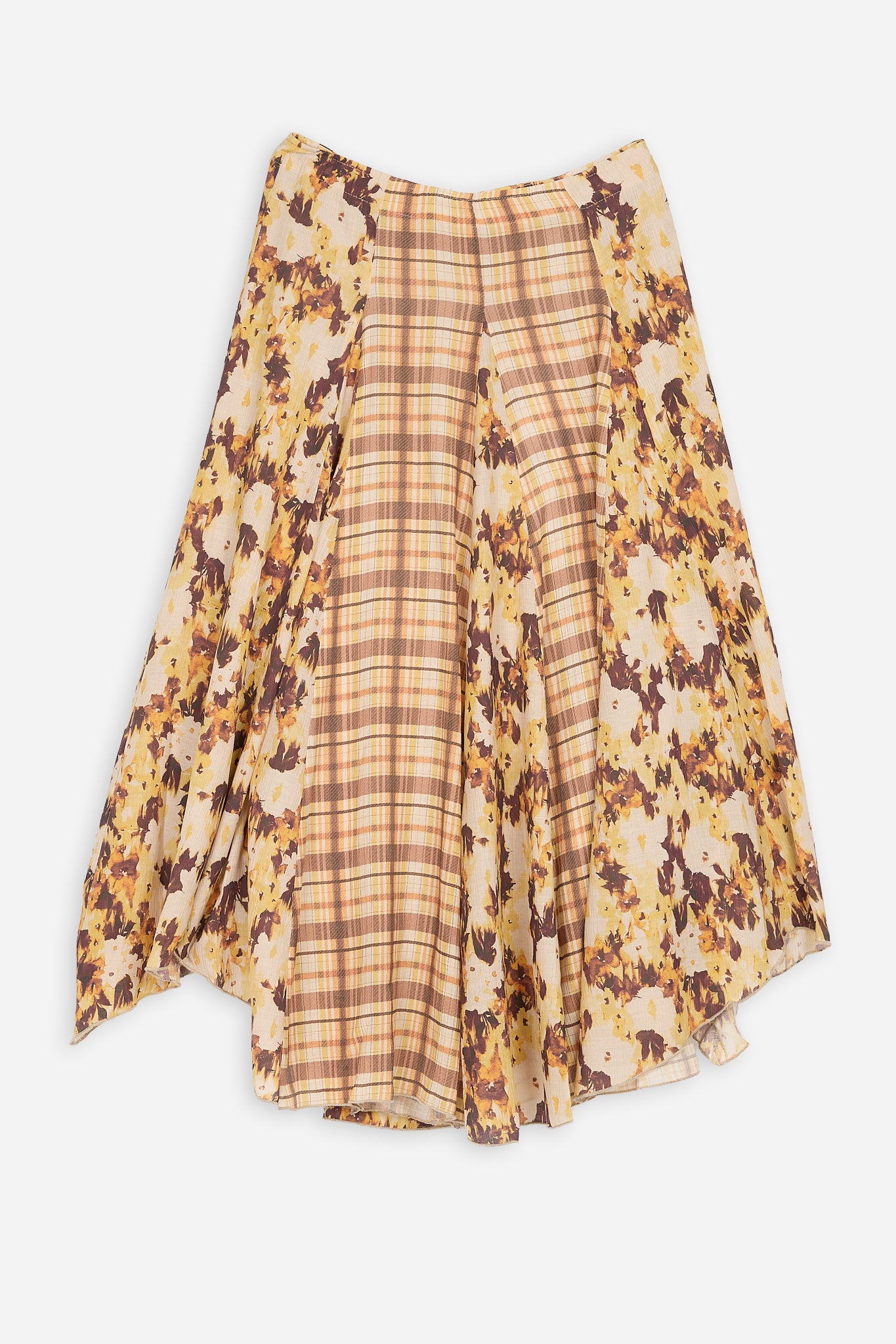 Yellow Floral Panel Skirt