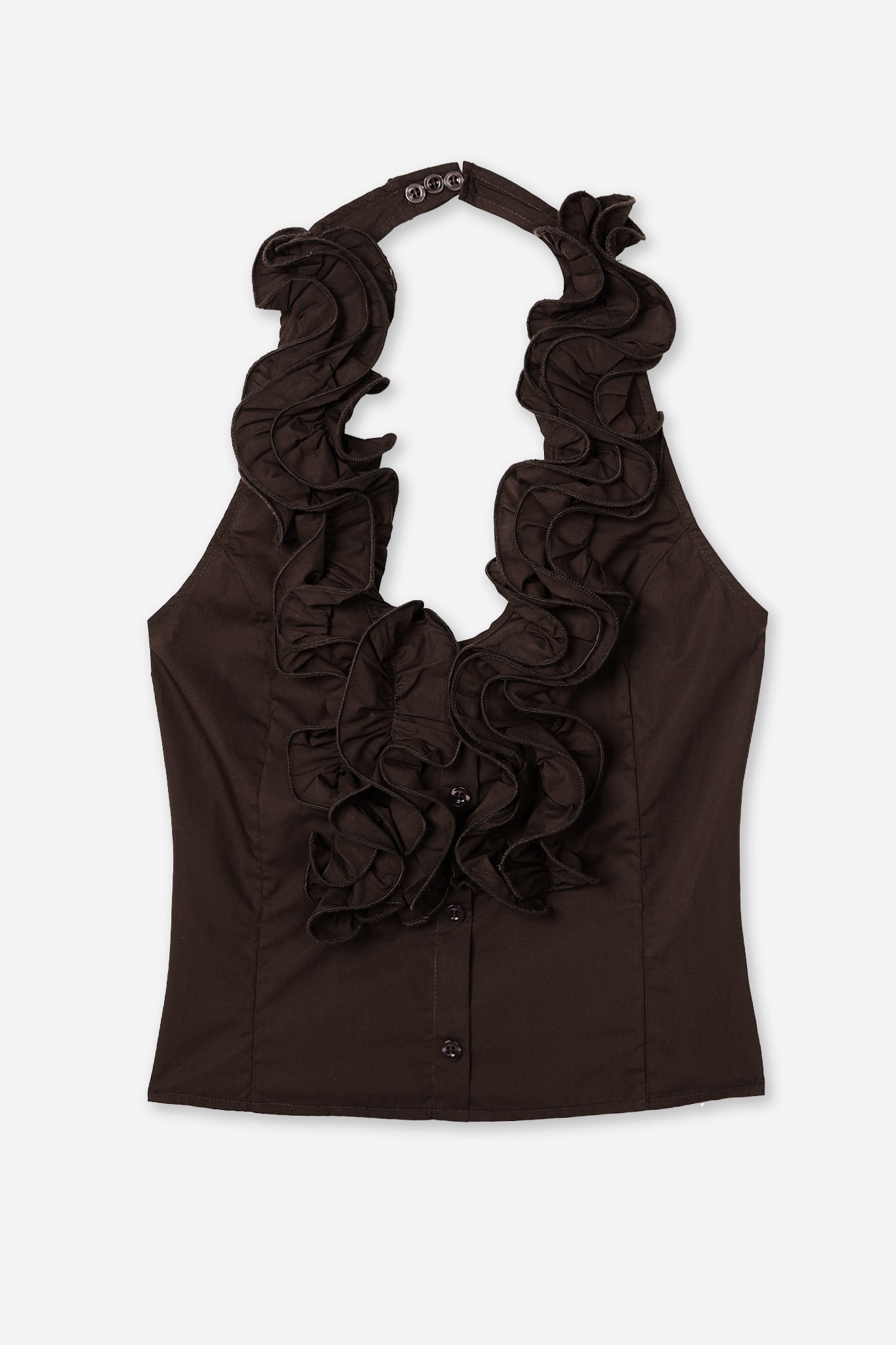 Top Volants Marron