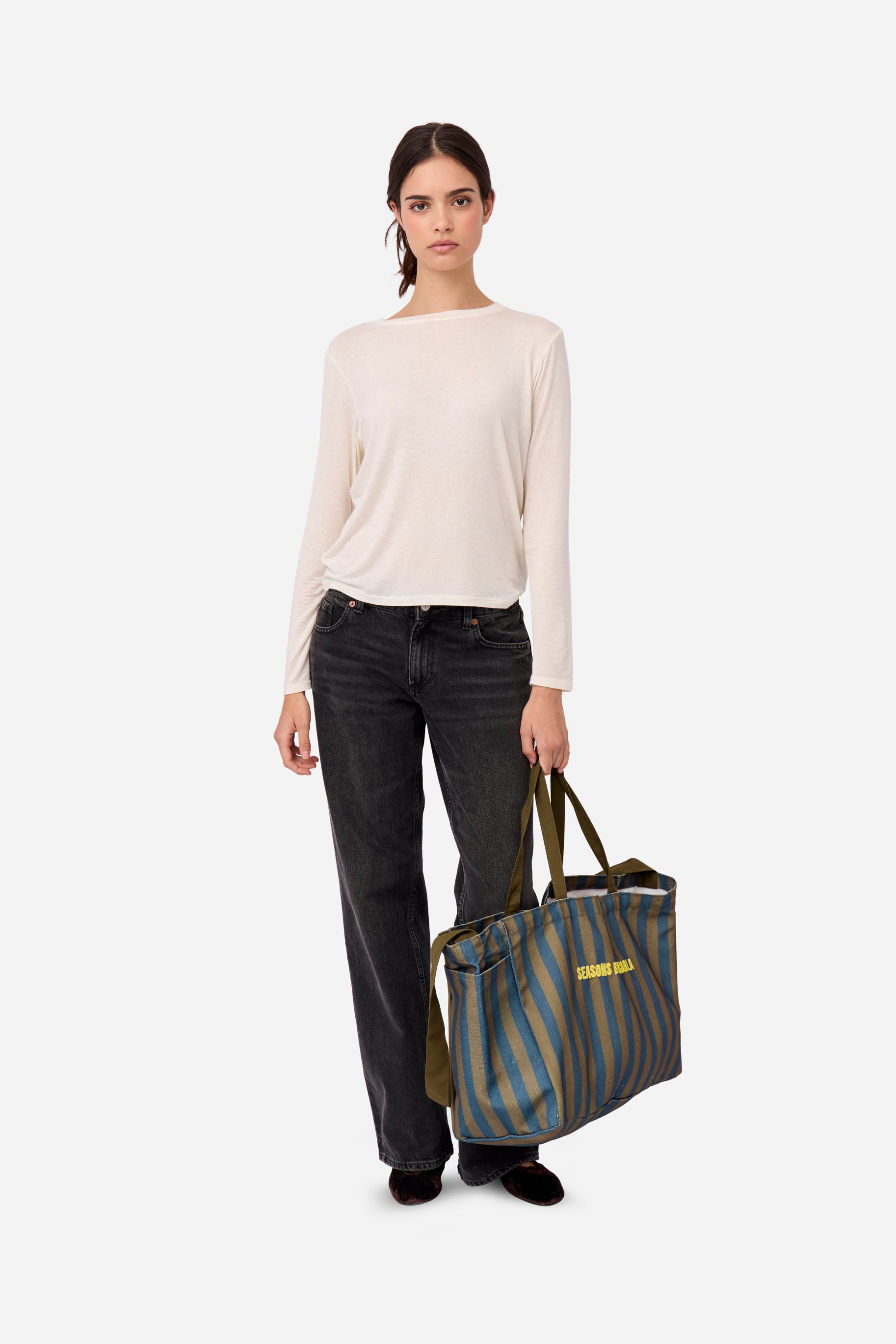 T-shirt Cachemire Manches Longues Blanc