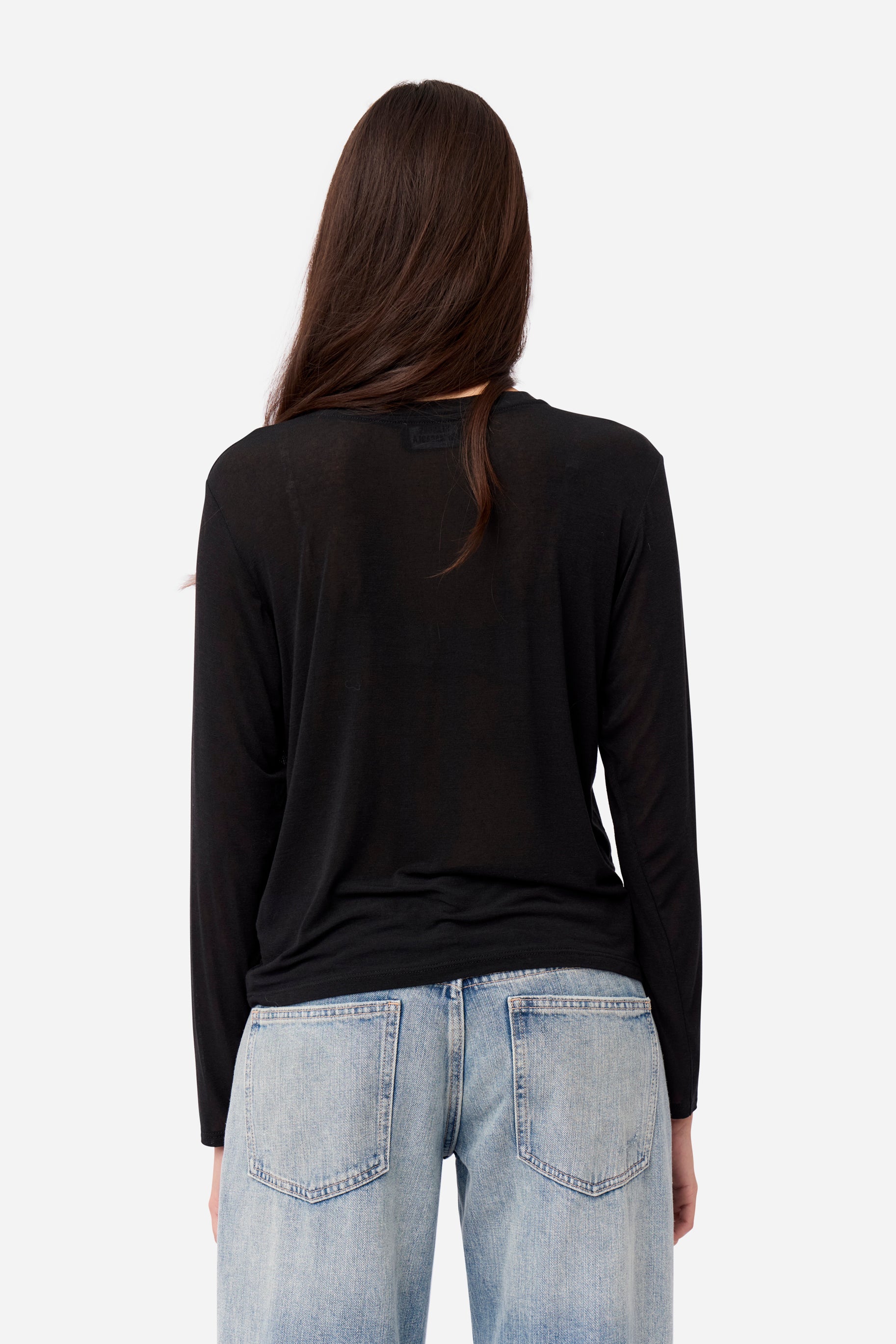Black Long Sleeve Cashmere T-Shirt