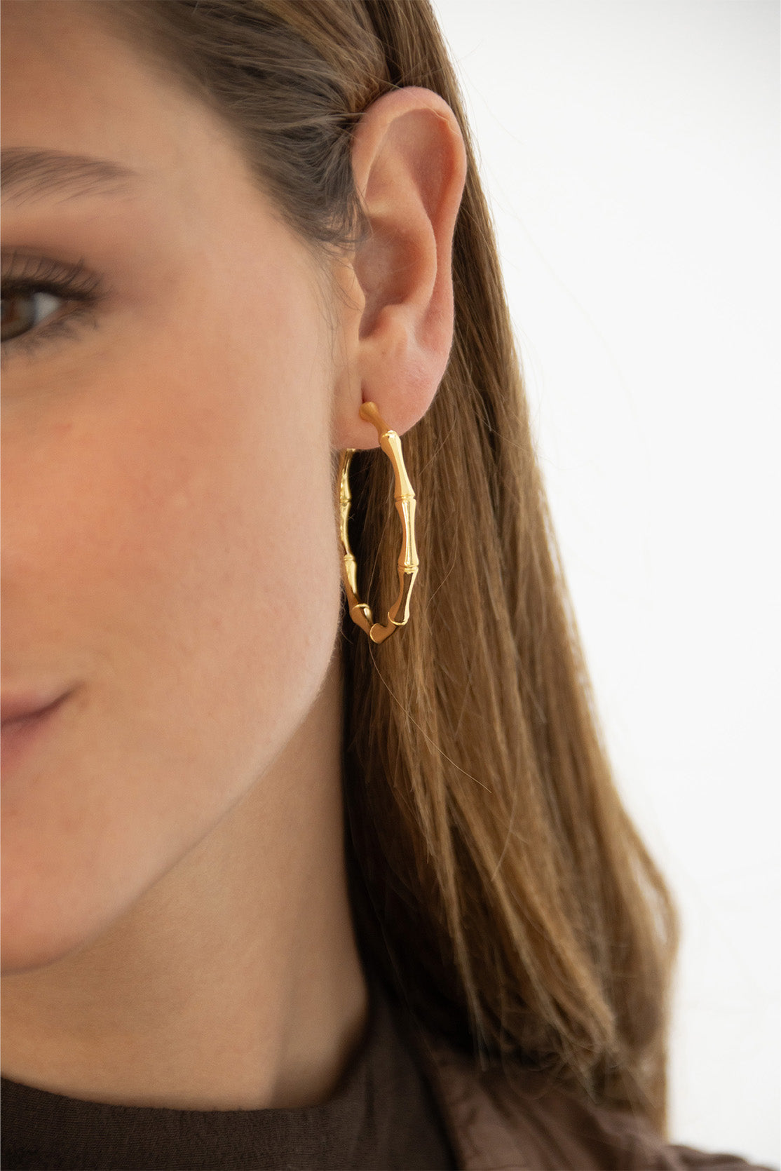 Bamboo Hoop Earrings 3.5 cm