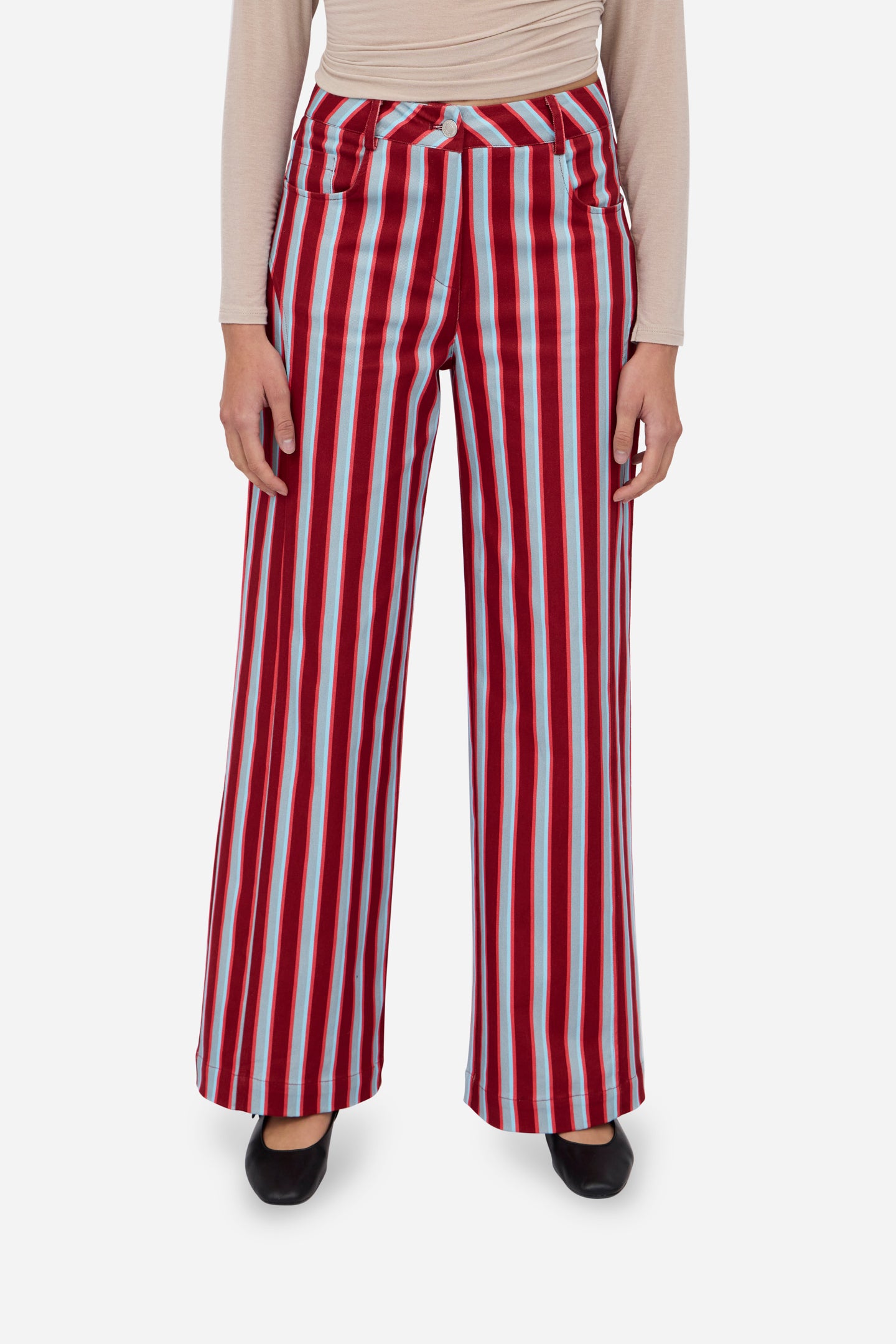 Burgundy Blue Straight Trousers