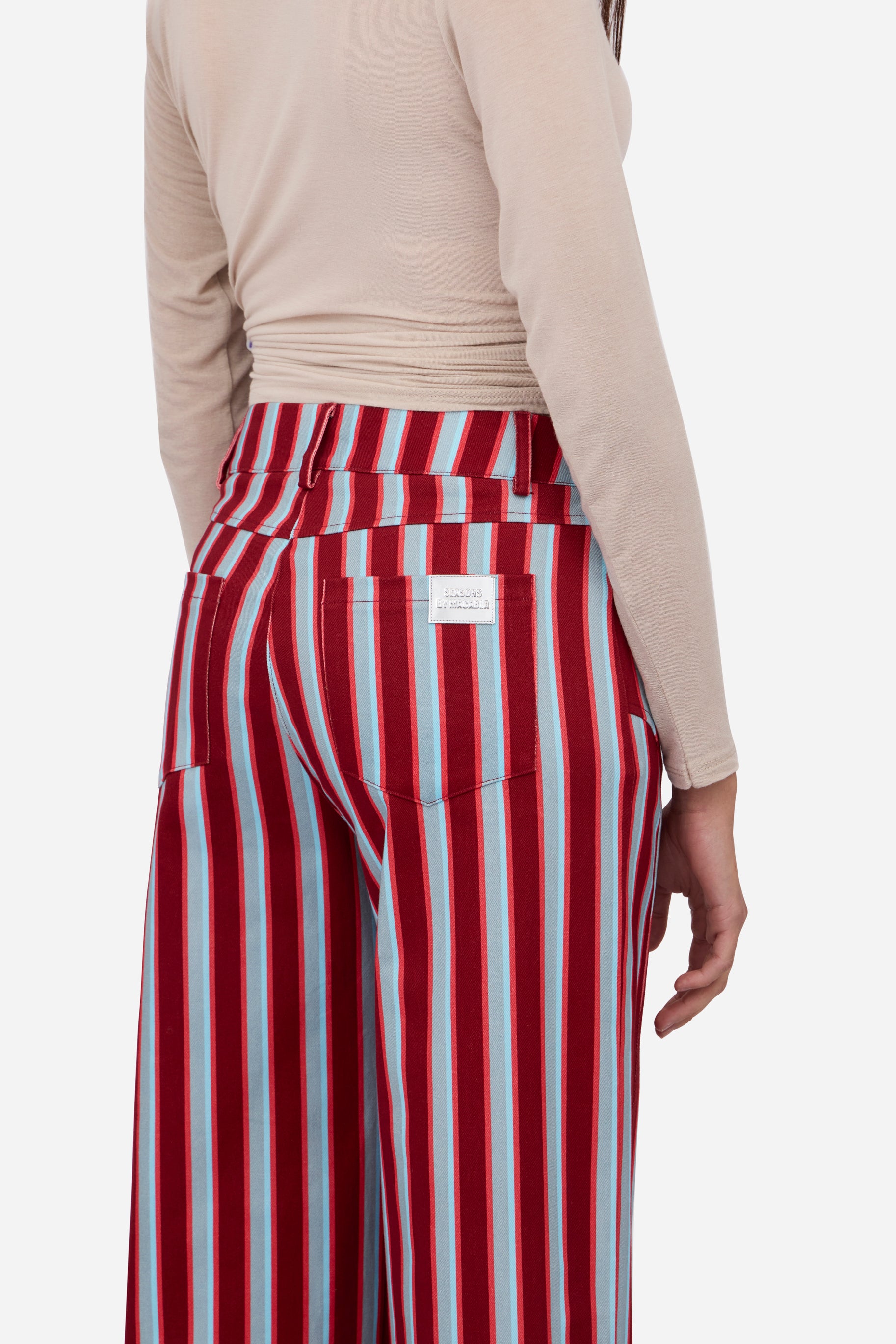 Burgundy Blue Straight Trousers