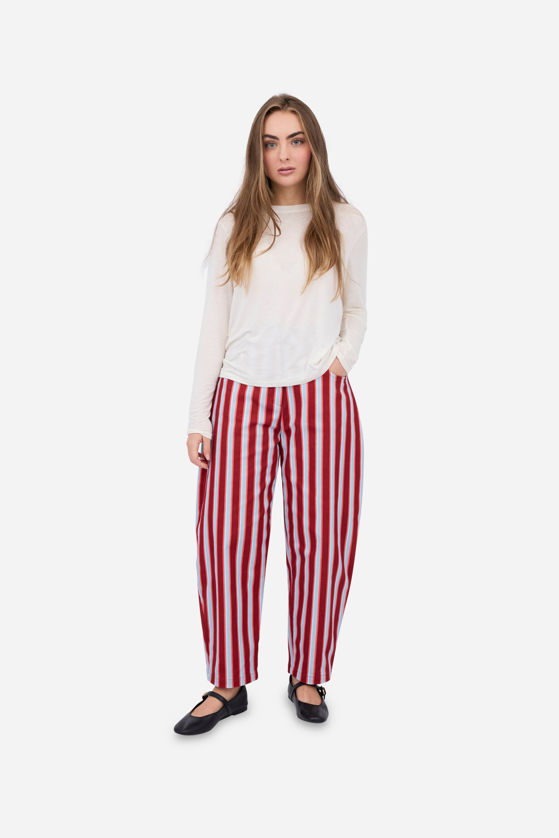 Burgundy Blue Balloon Trousers