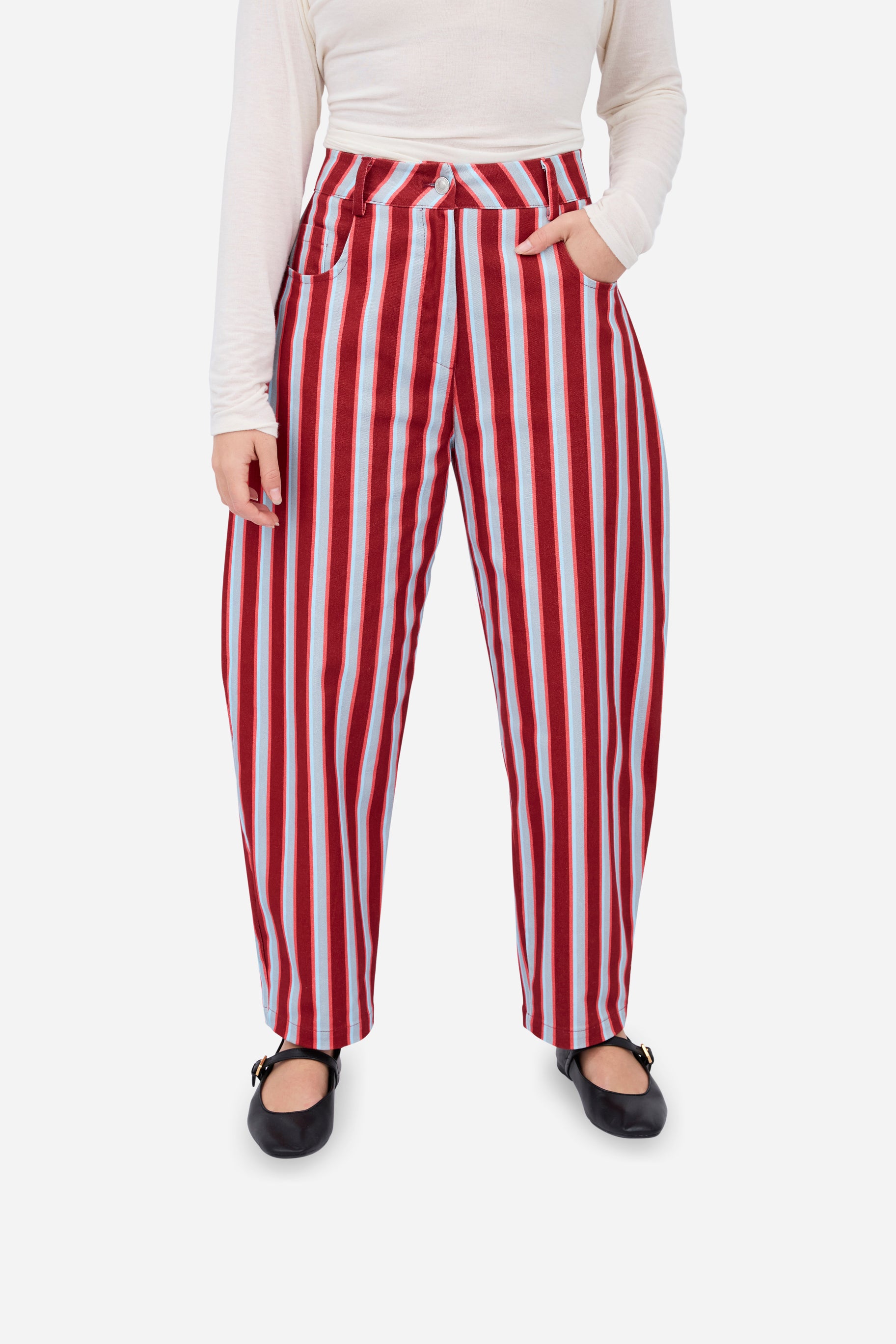 Burgundy Blue Balloon Trousers