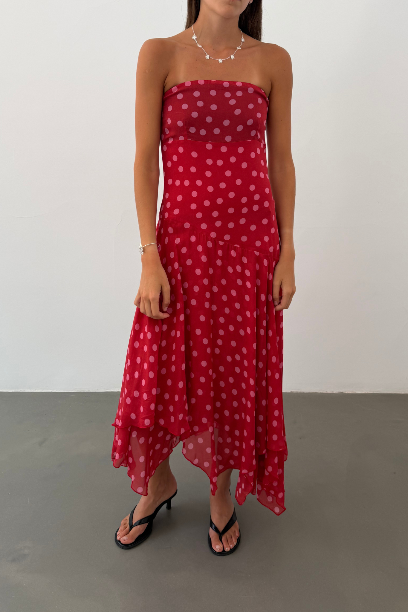 Robe Bustier Rouge à Pois