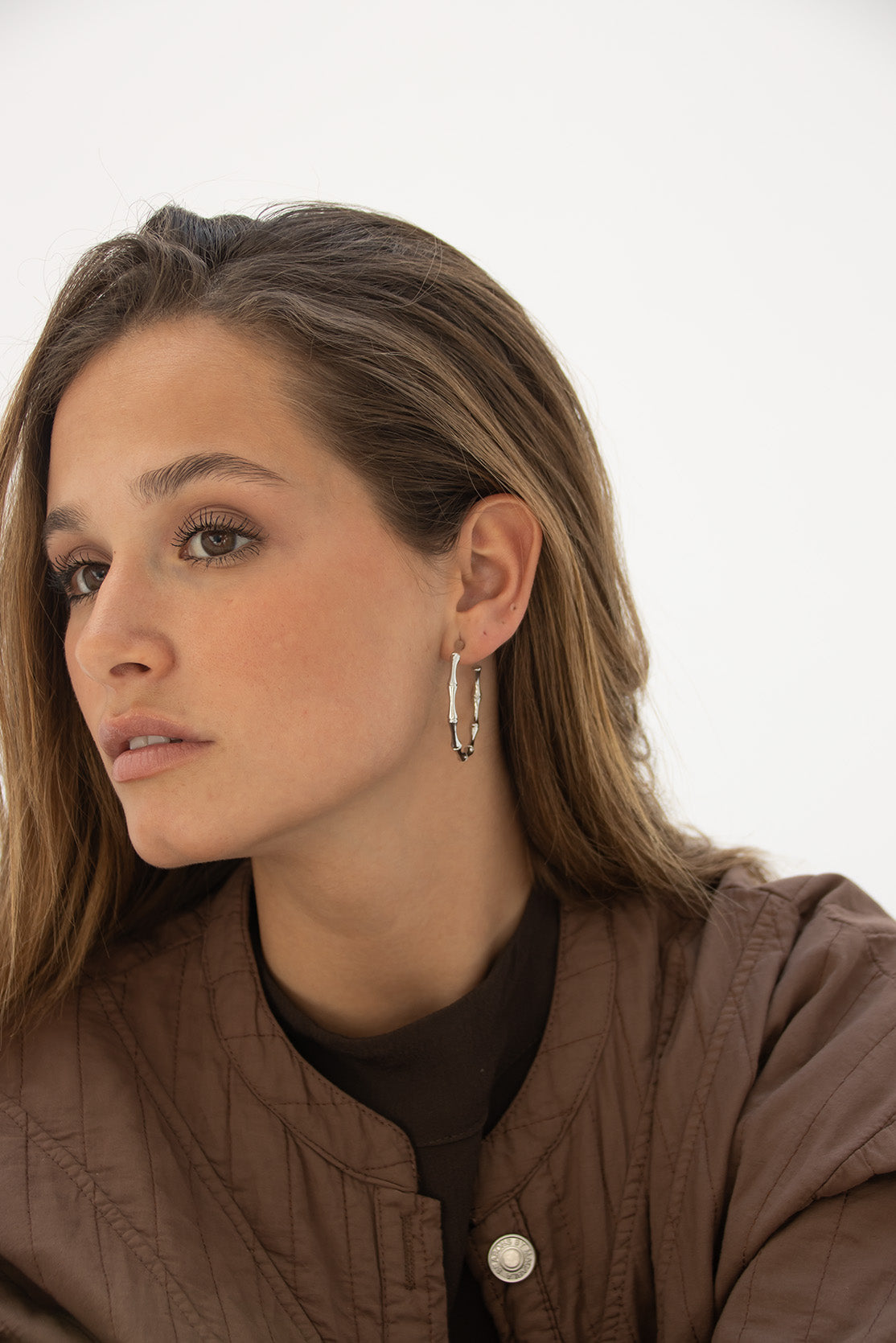 Bamboo Hoop Earrings 3.5 cm