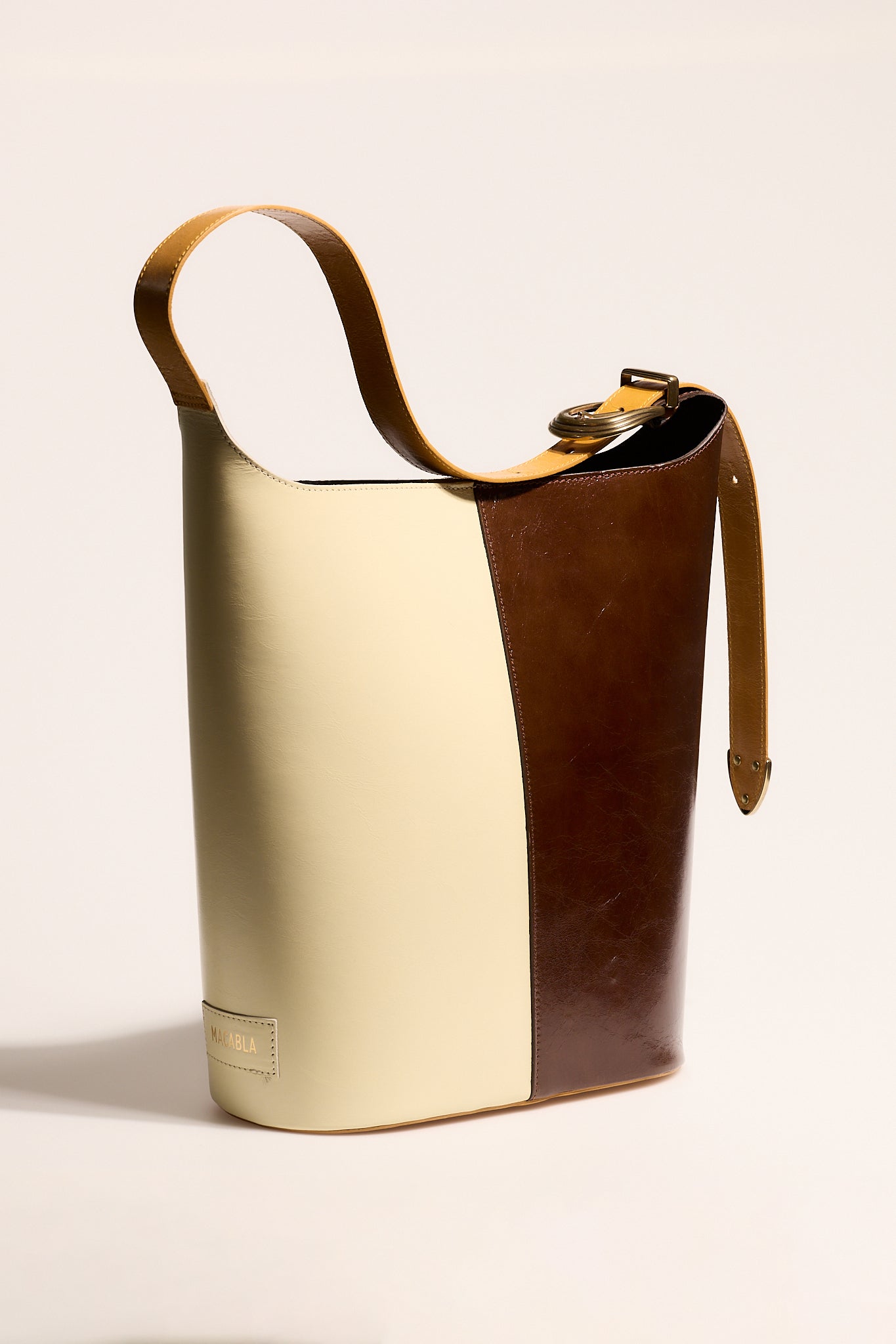 Brown and Ecru Bucket Bag