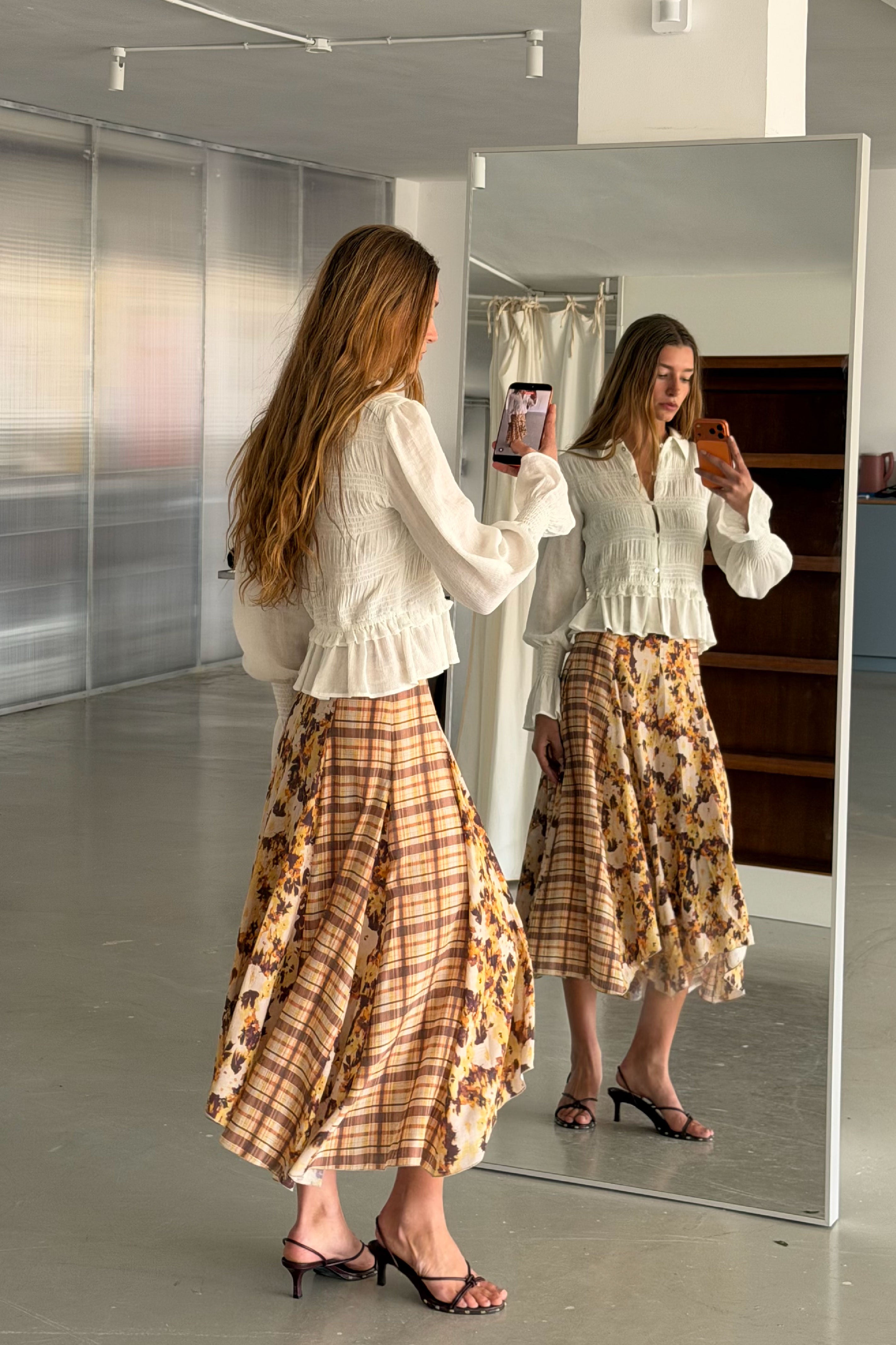Yellow Floral Panel Skirt