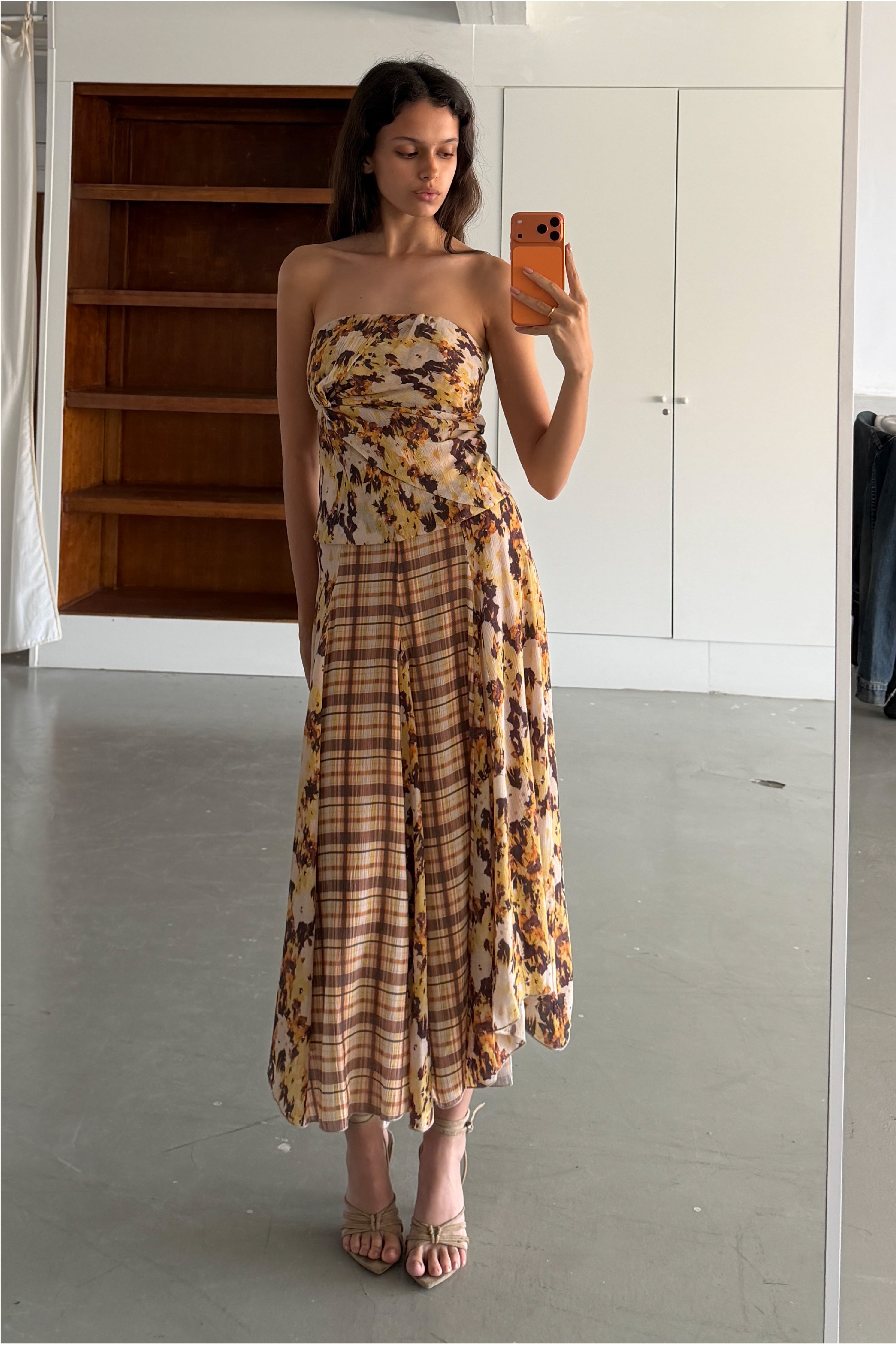 Yellow Floral Panel Skirt