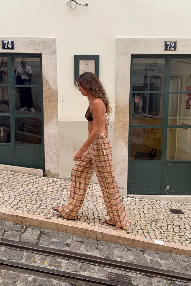Pantalón Cuadros Amarillo