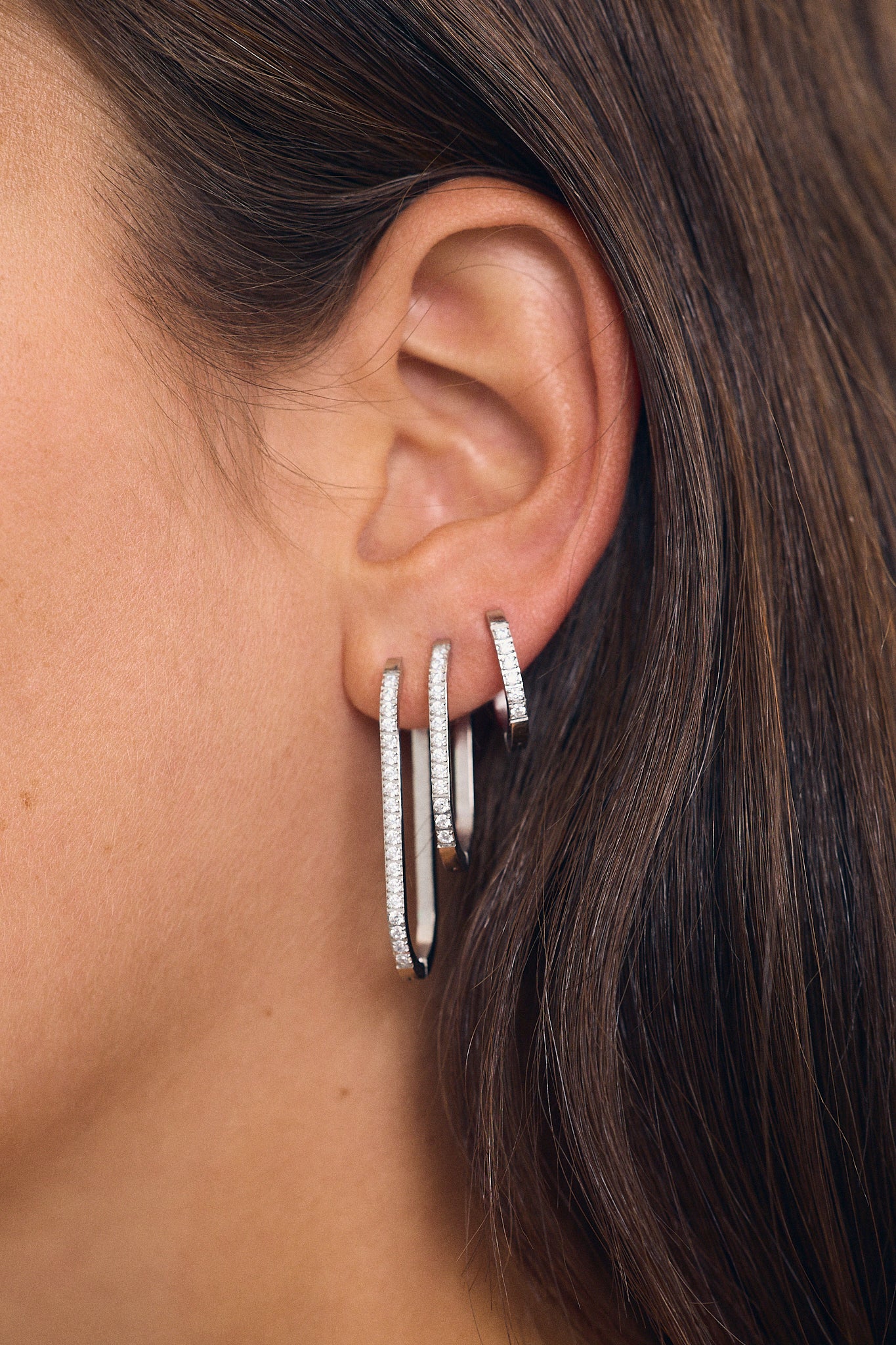 Oval Zircon Earring 50 mm (Unit)