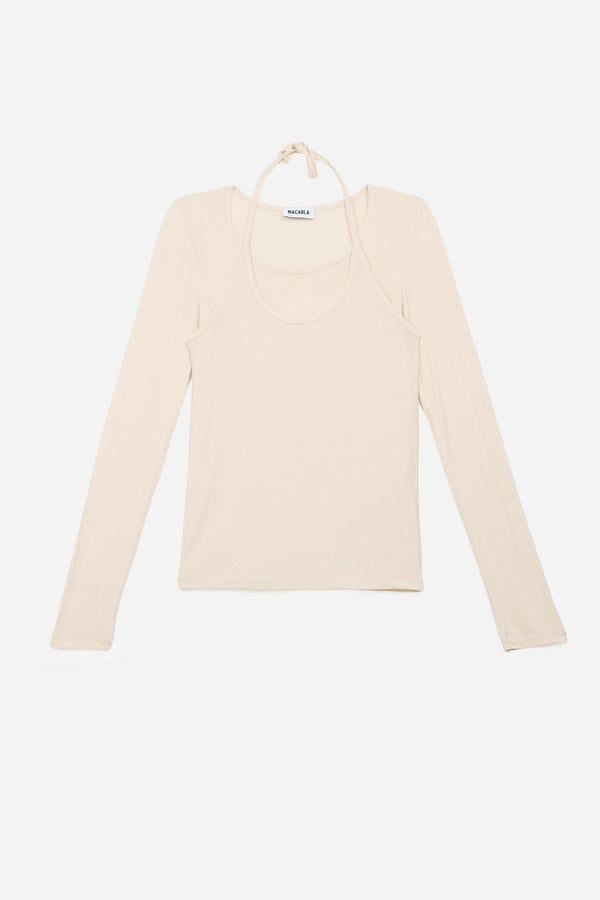 T-shirt à superposition écru