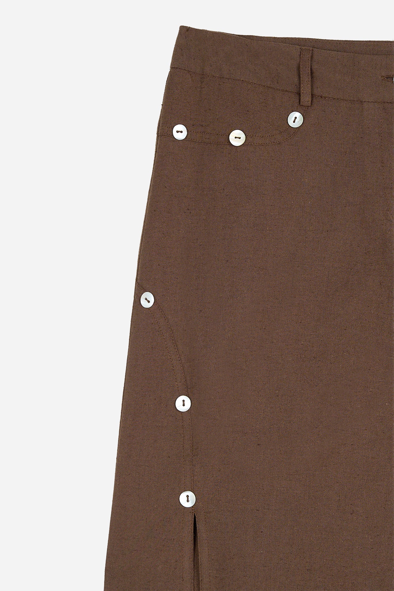 Pantalón Botones Nácar Marrón