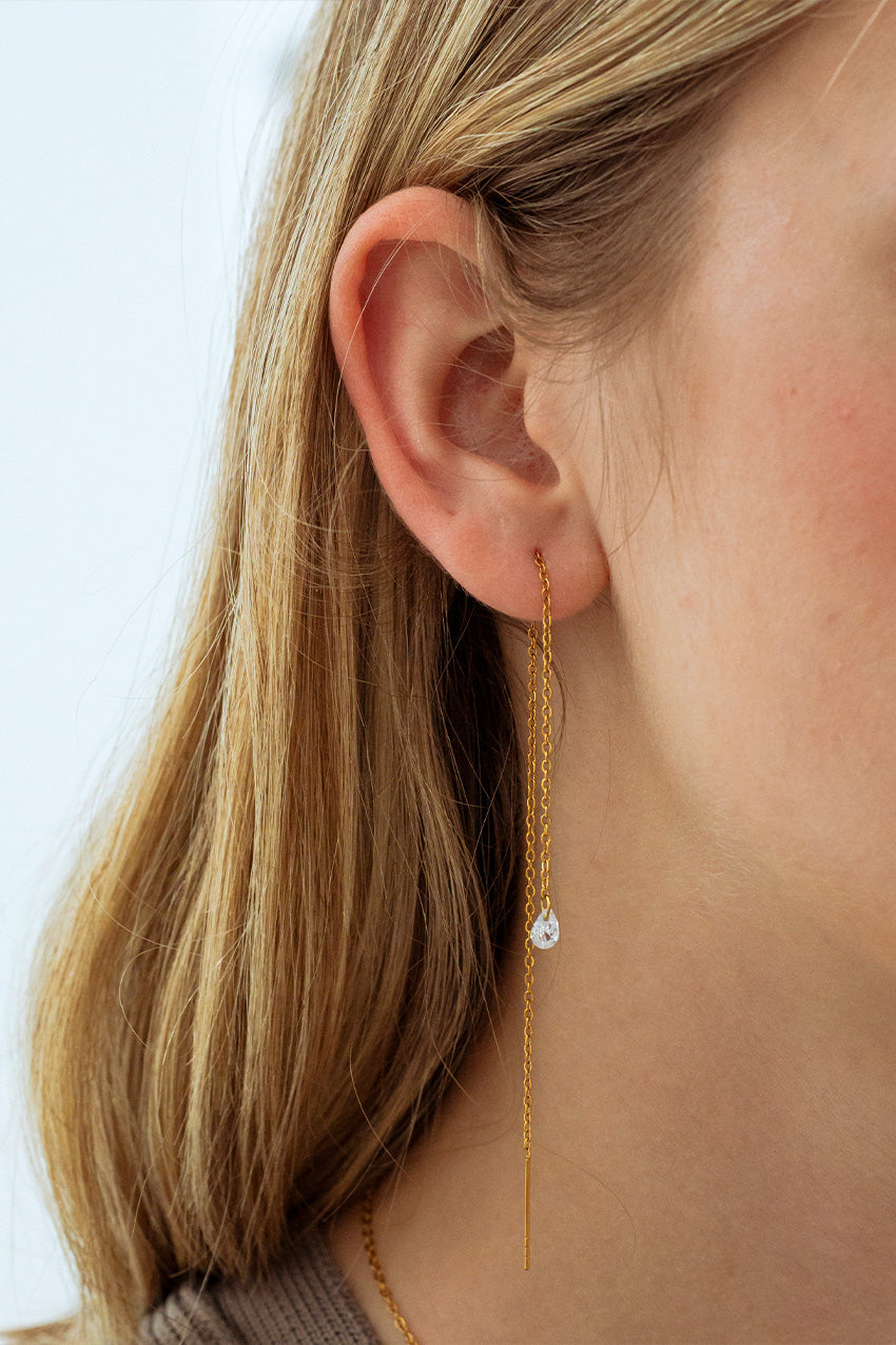 Basic Zircon Chain Earring (Unit)