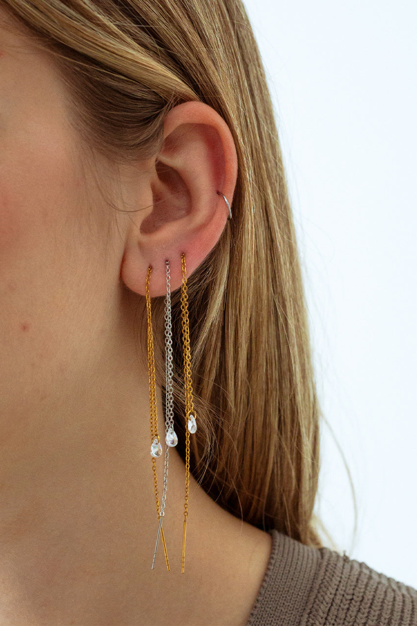 Basic Zircon Chain Earring (Unit)
