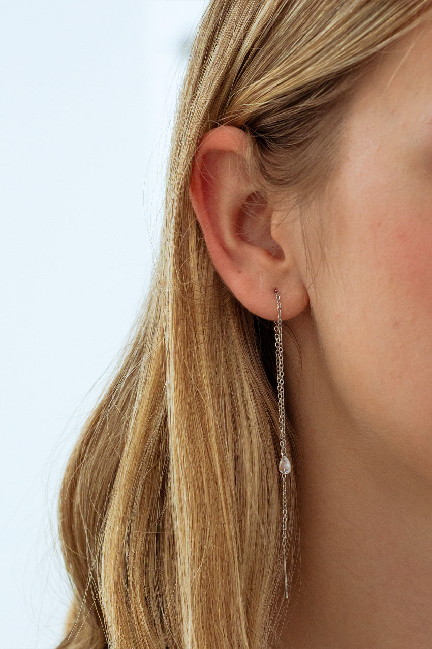 Basic Zircon Chain Earring (Unit)