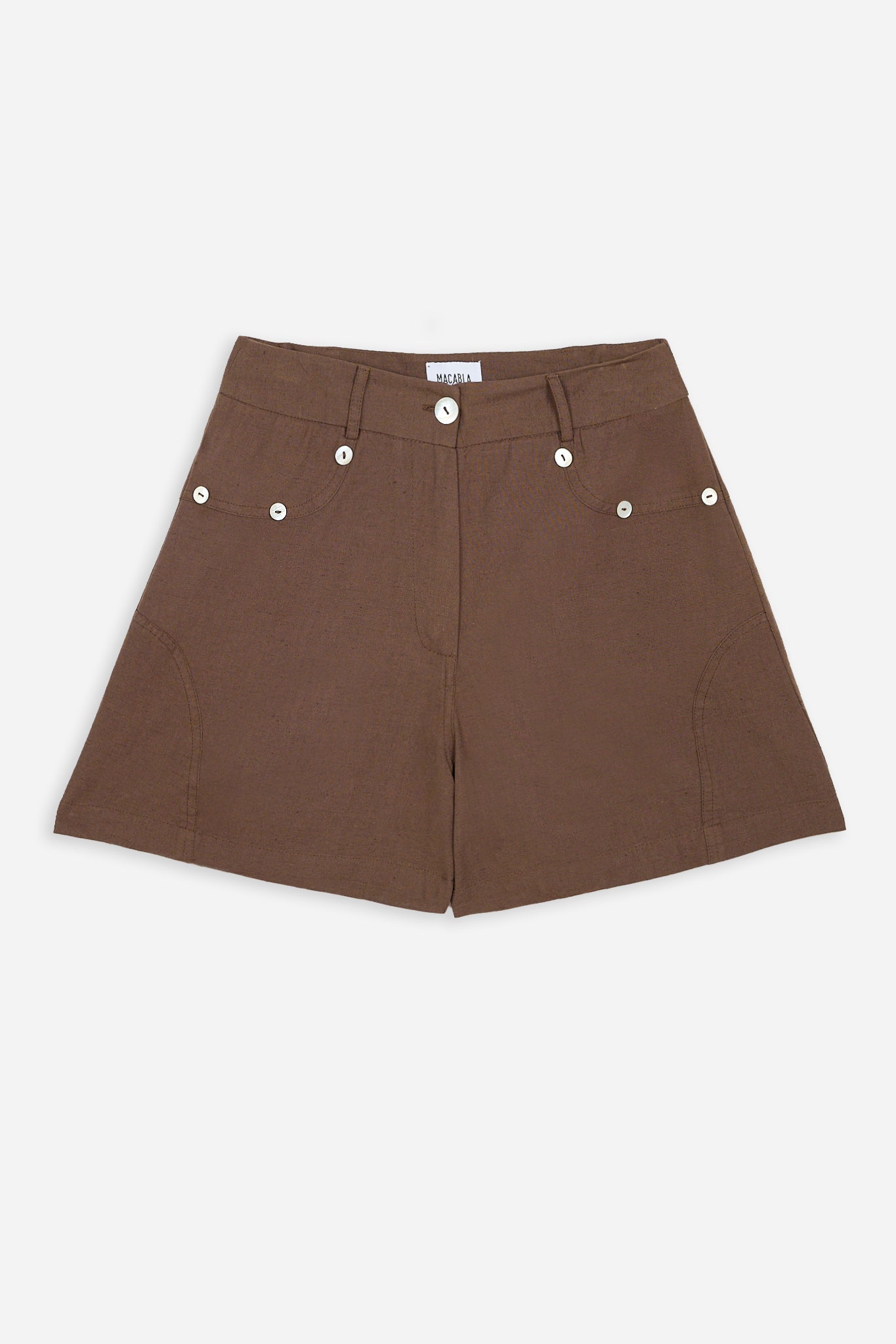 Shorts Botones Nácar Marrón