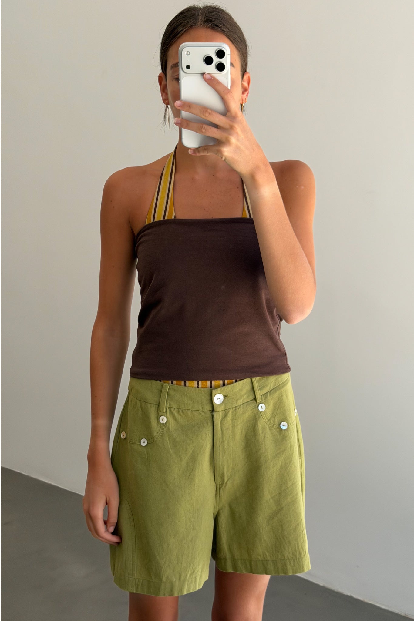 Shorts Botones Nácar Verde