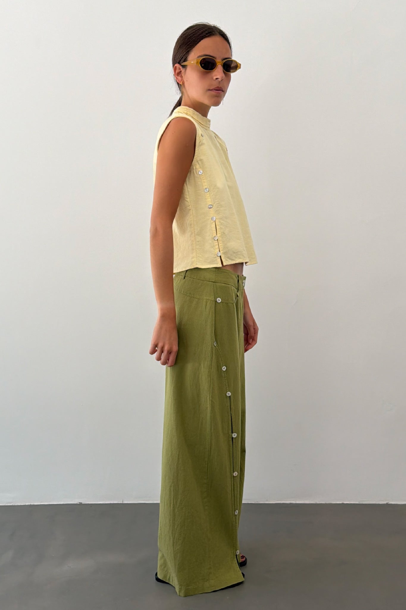 Pantalón Botones Nácar Verde