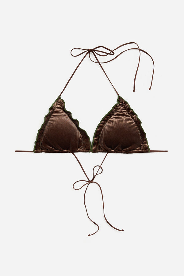 Brown Velvet Bikini Top