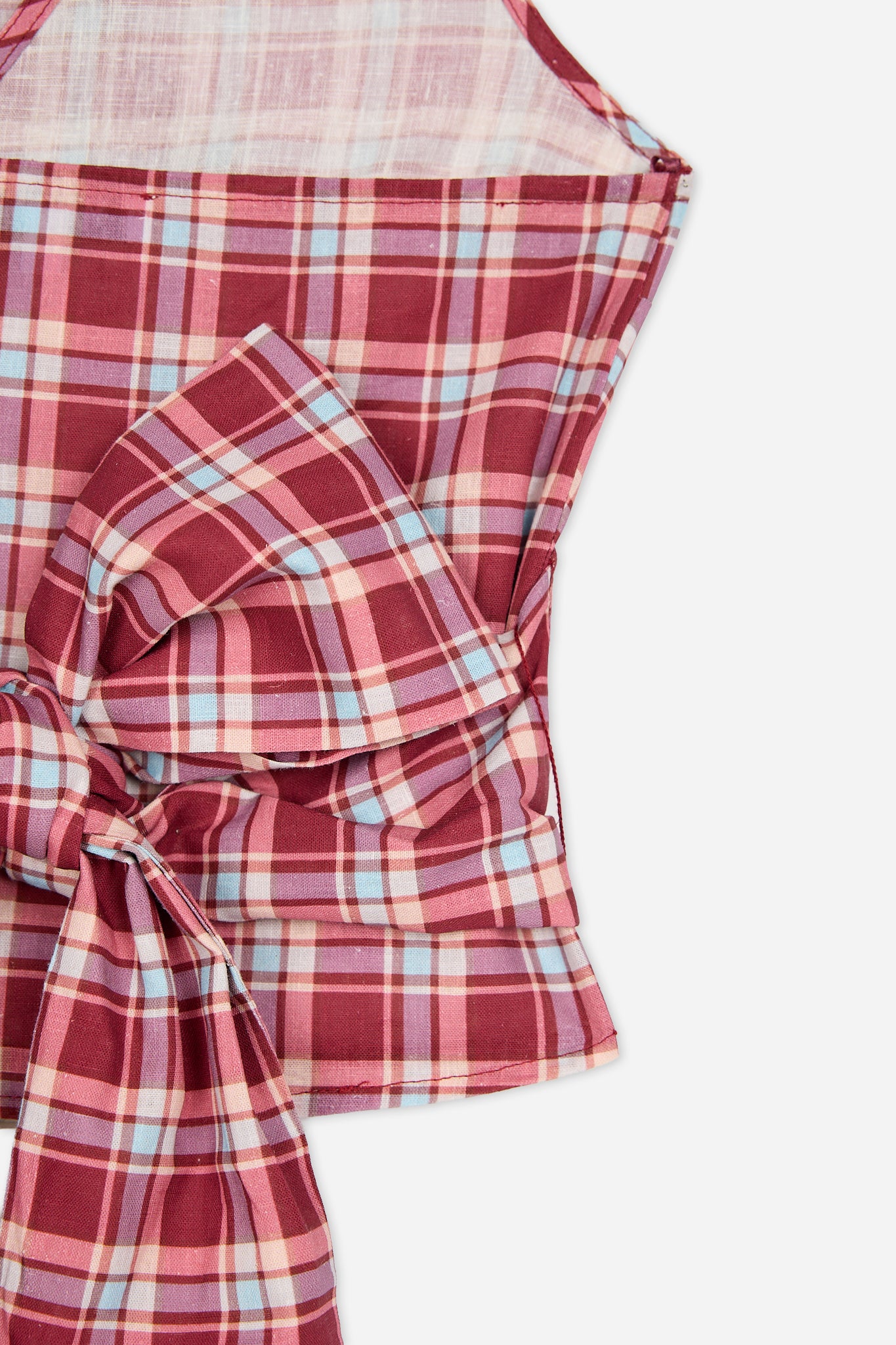Burgundy and Pink Check Halter Top