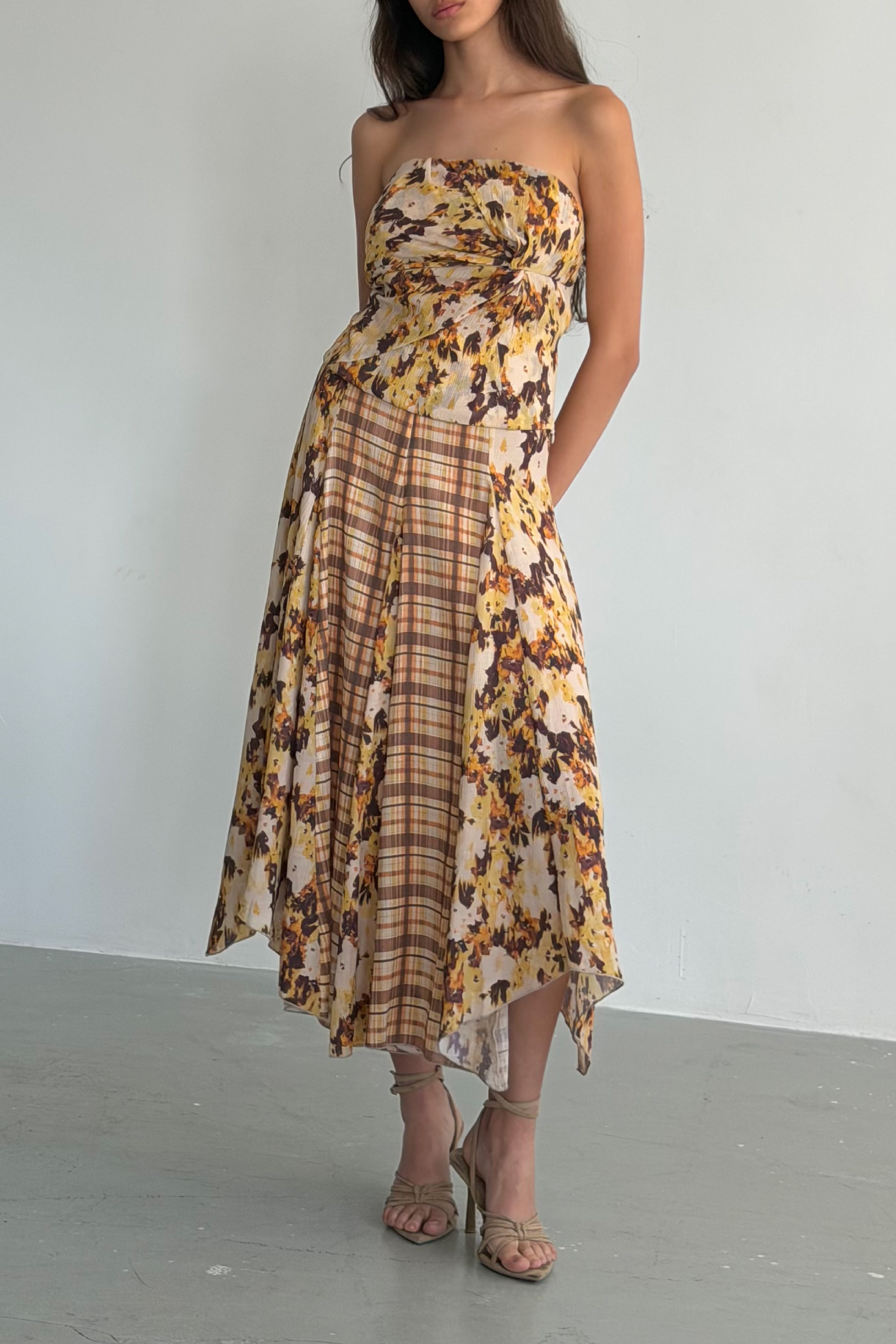 Yellow Floral Knot Top