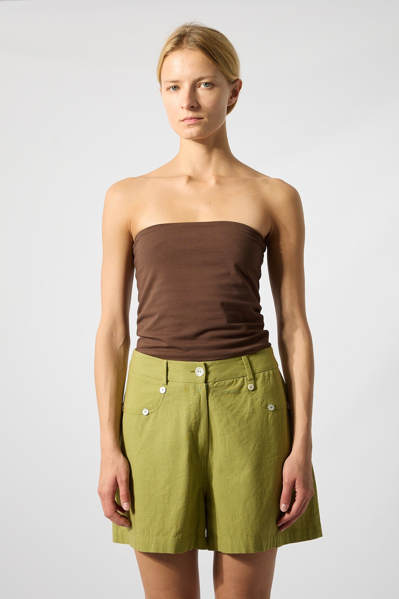 Shorts Botones Nácar Verde