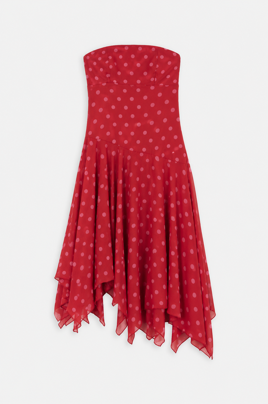 Red Polka Dot Strapless Dress