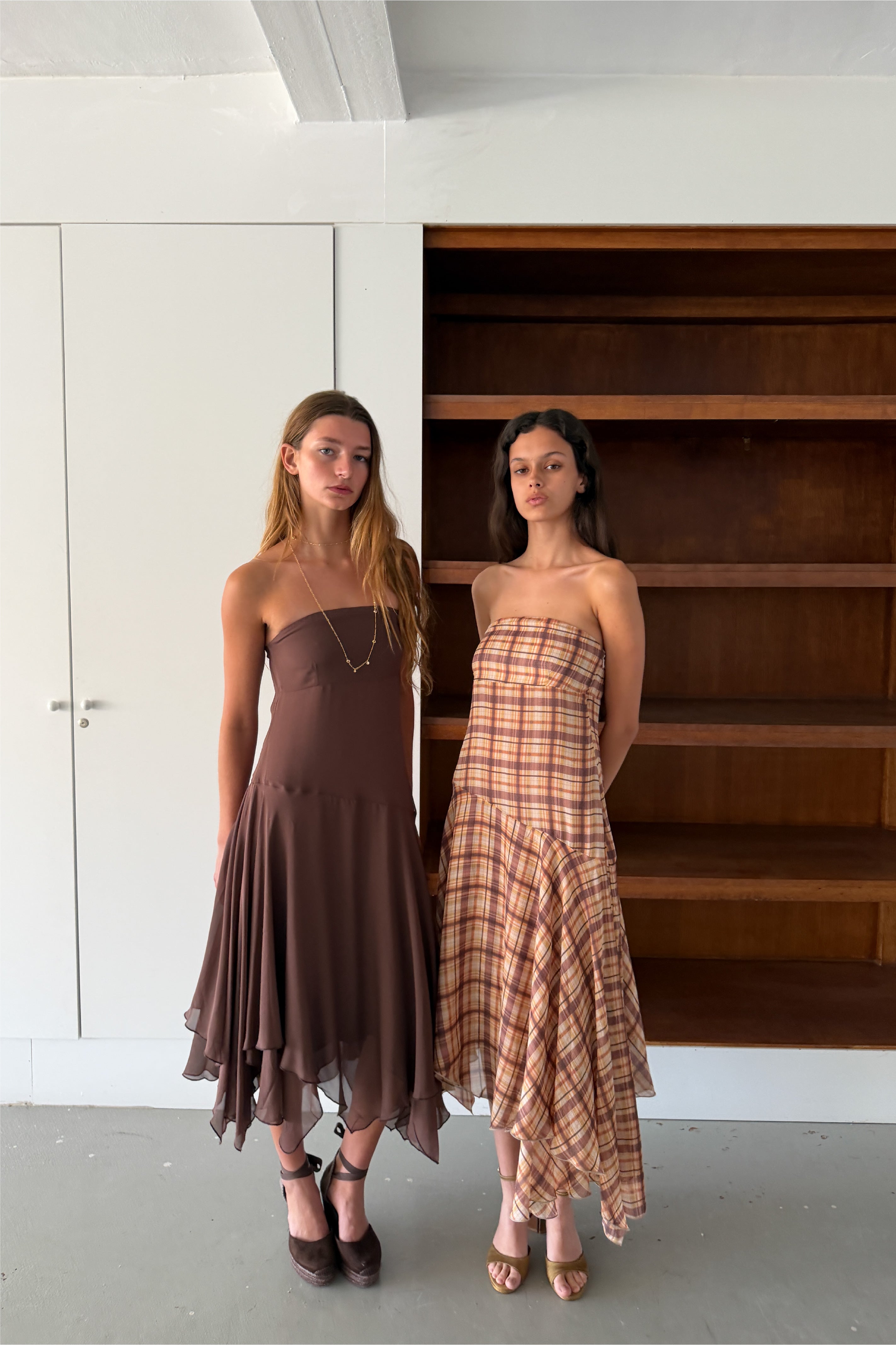 Brown Strapless Dress