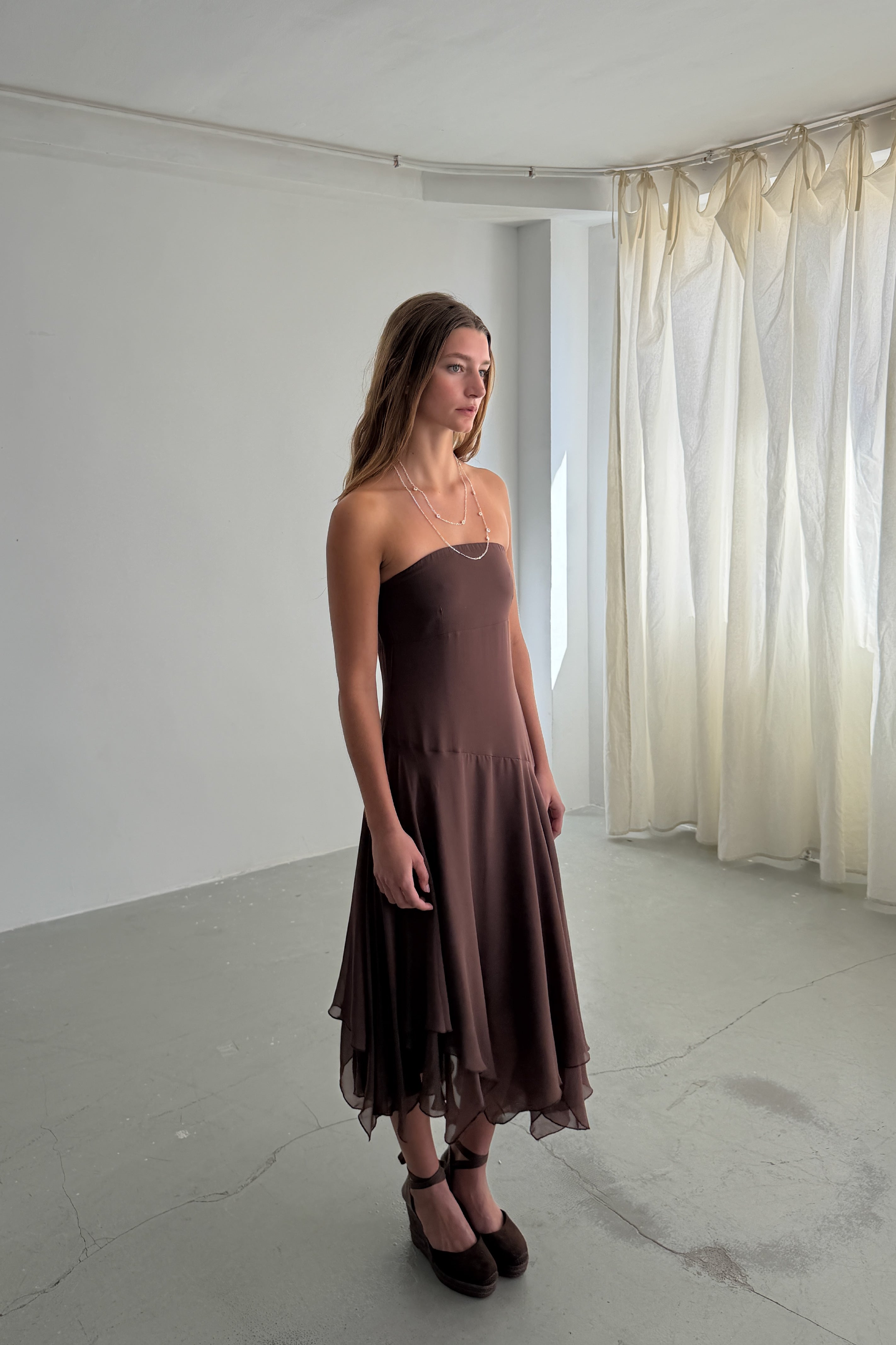 Brown Strapless Dress