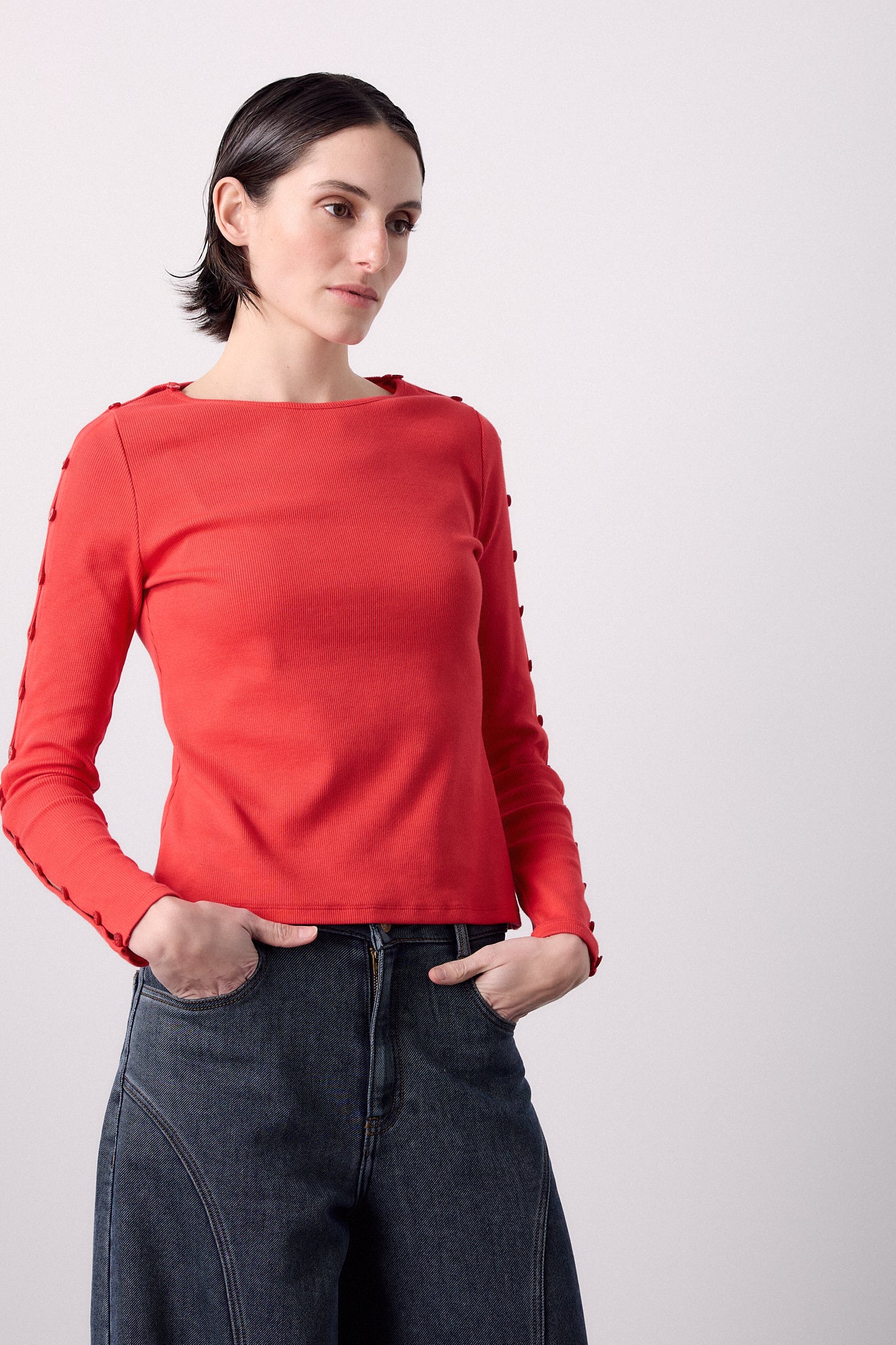 Camiseta Botones Roja