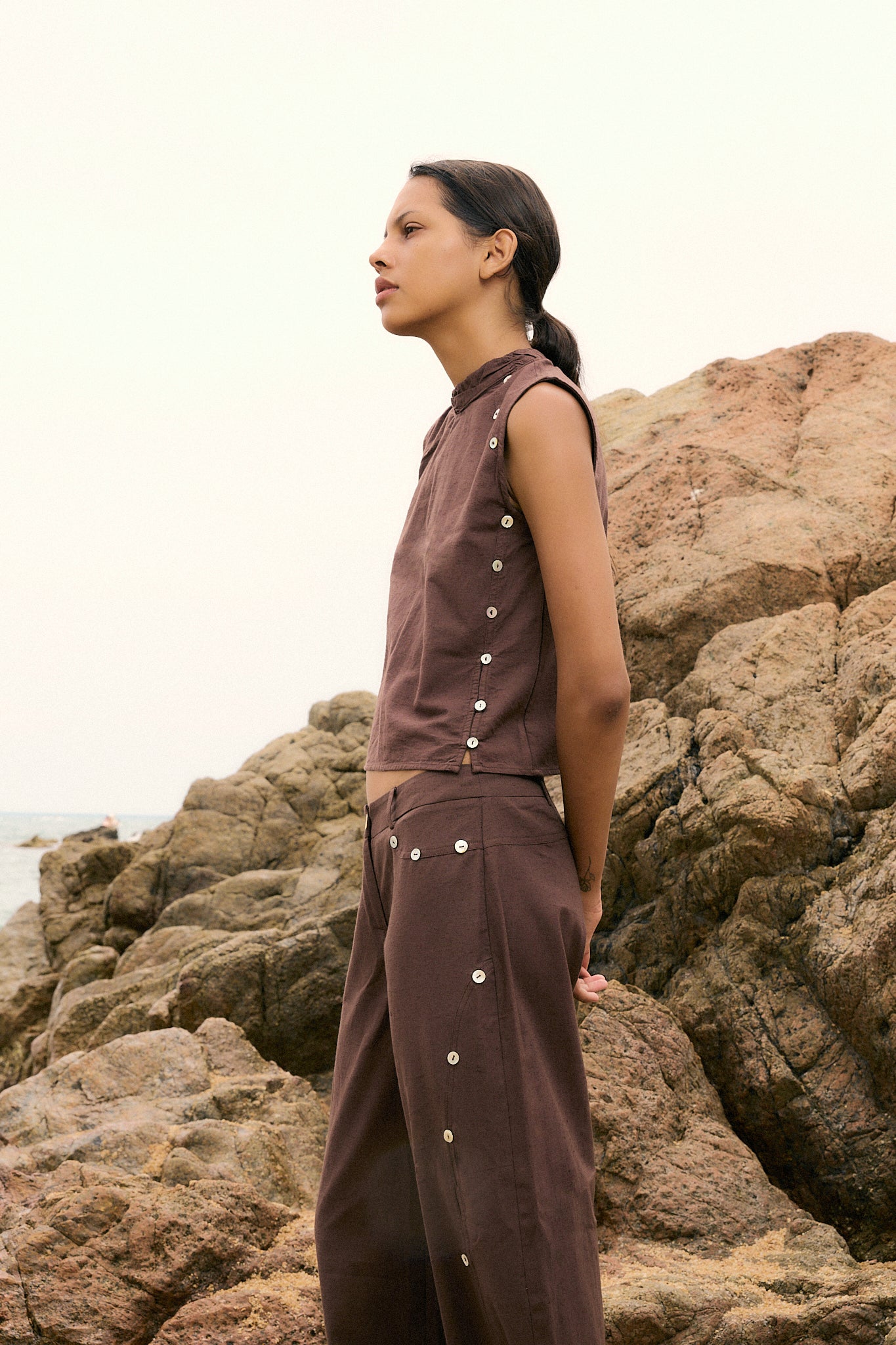 Nacar Buttons Brown Top