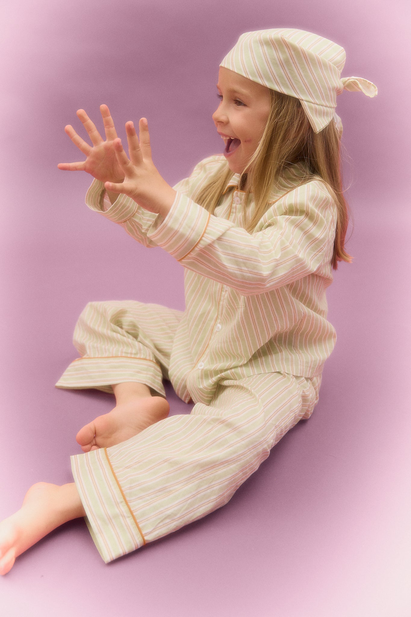 Kids Green Striped Pyjamas