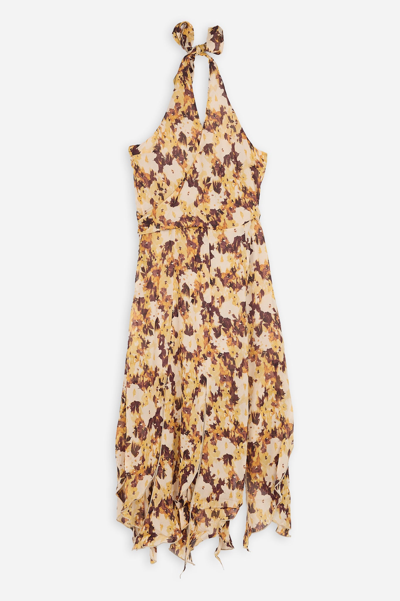 Yellow Floral Halter Dress