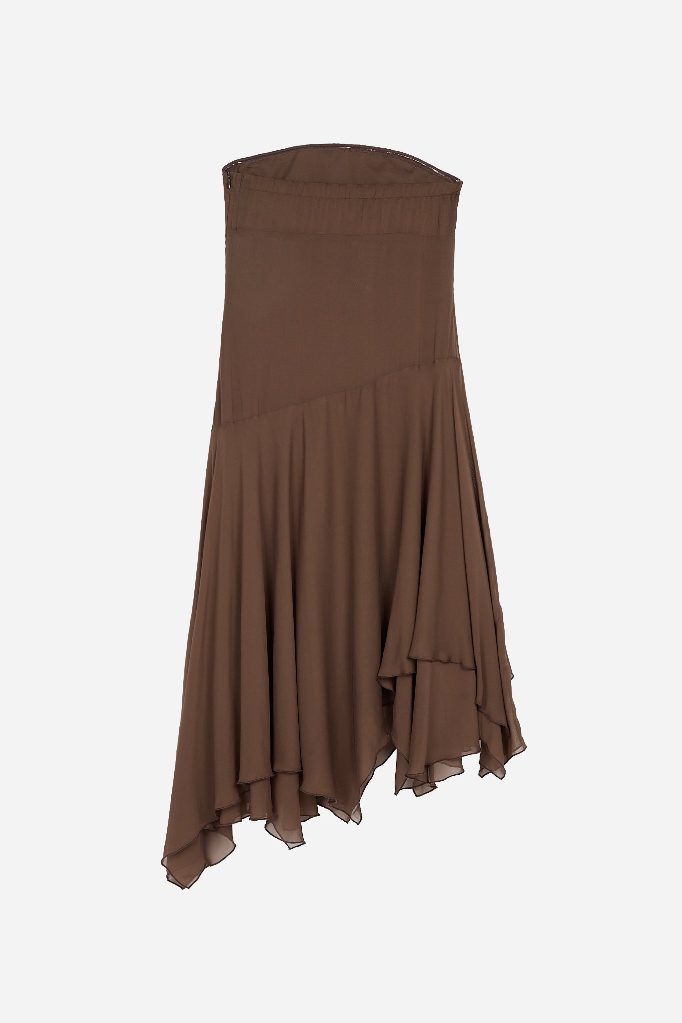 Vestido Palabra de Honor Marrón