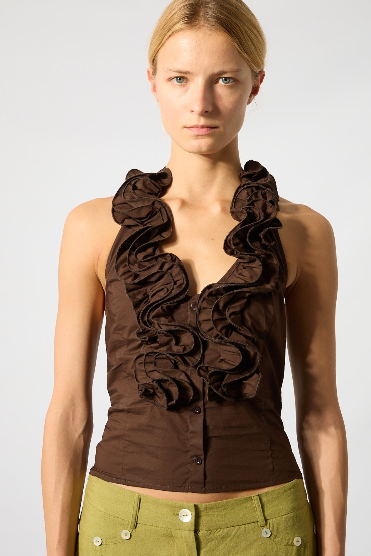 Brown Ruffles Top