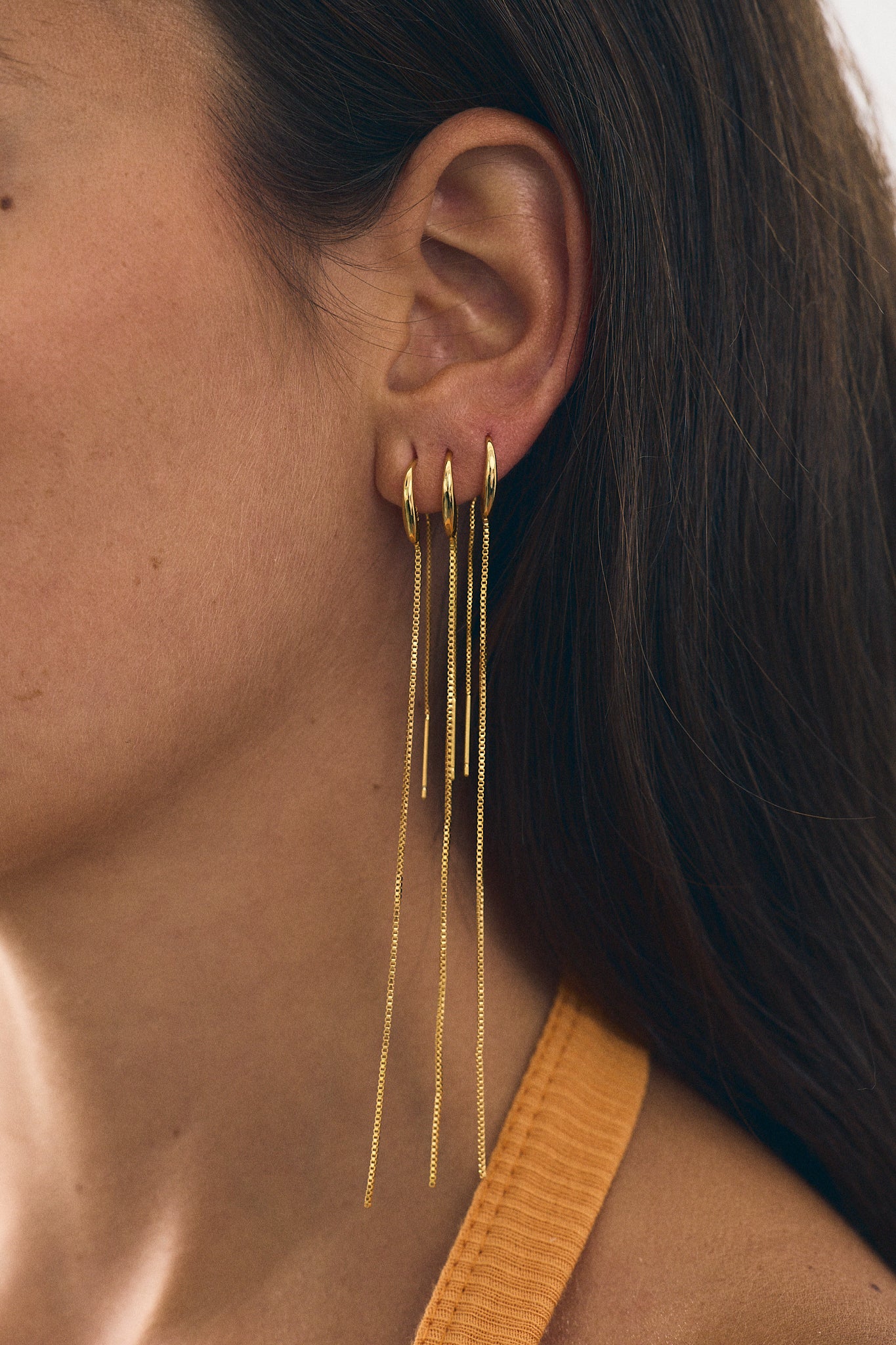Boucle d'oreille Double Chaîne Longue (Unité)