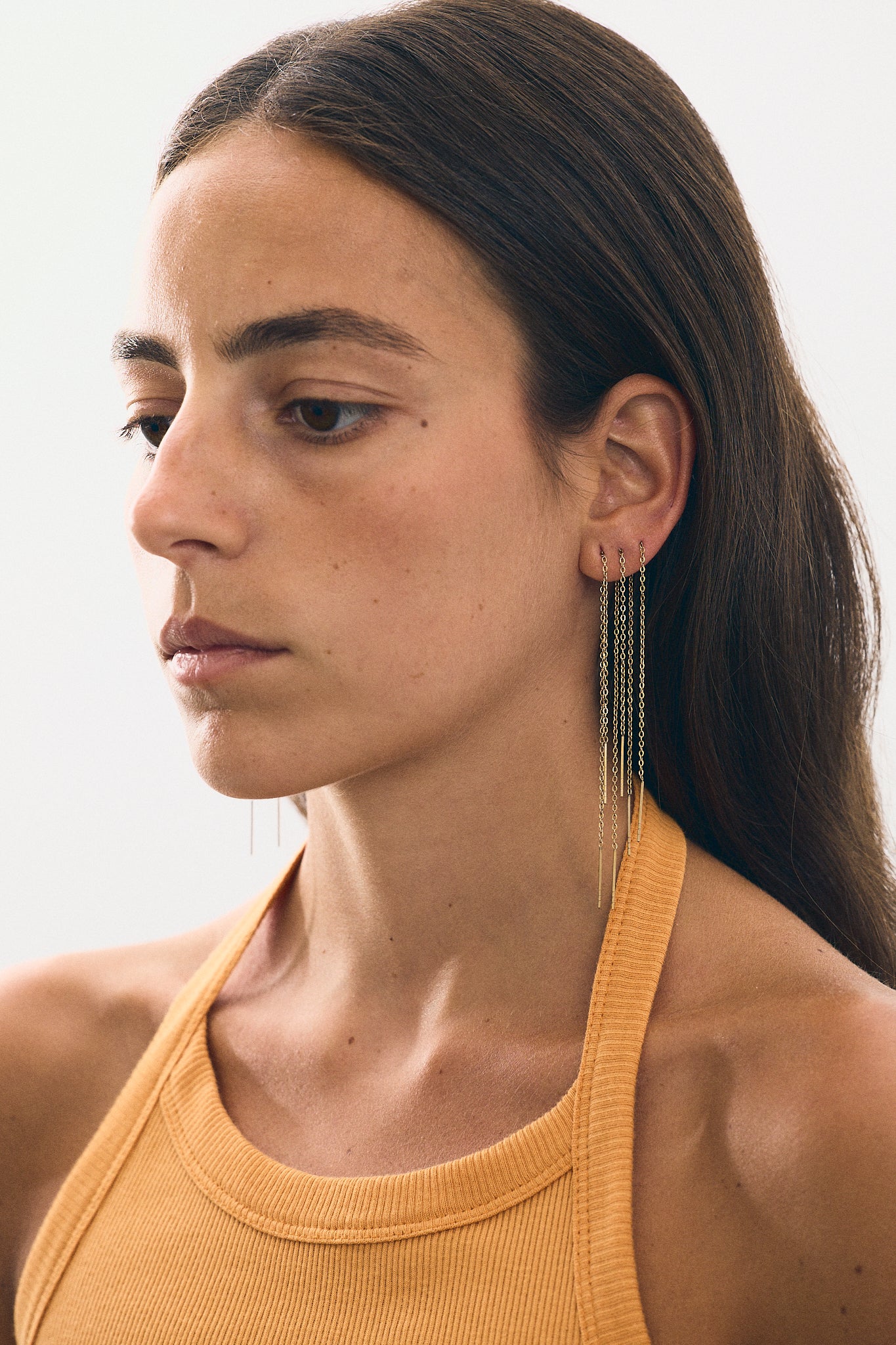 Boucle d'oreille Double Chaîne Longue (Unité)