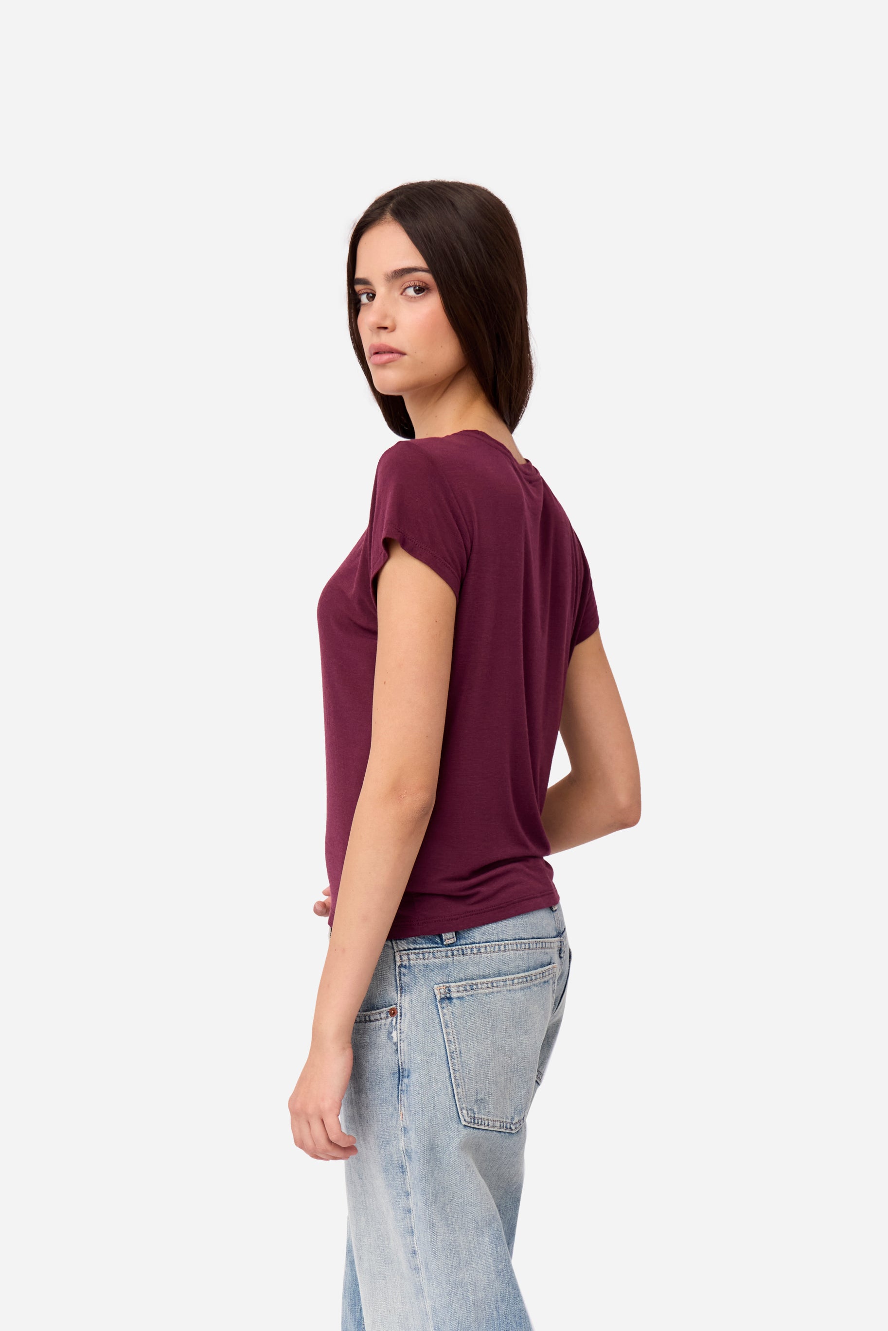 T-shirt Aubergine Cachemire