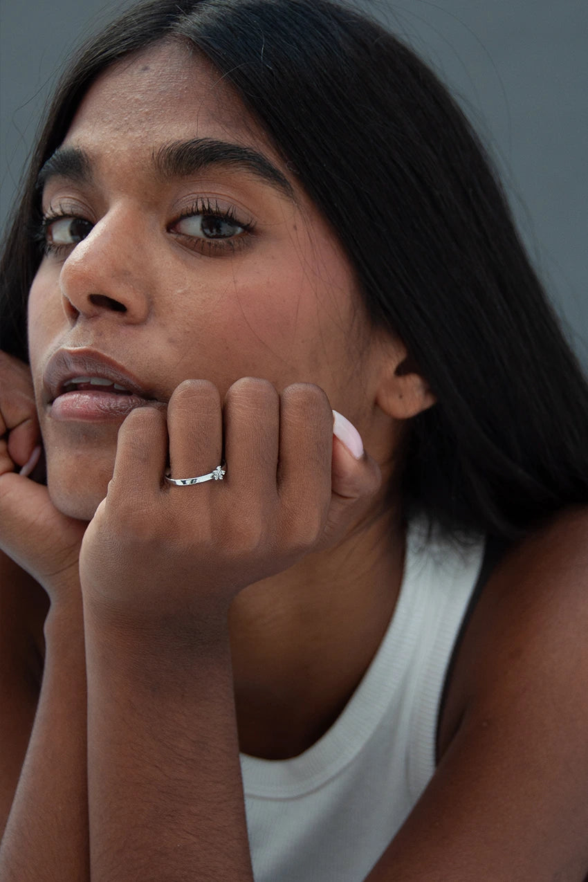 Zircon Flower Ring