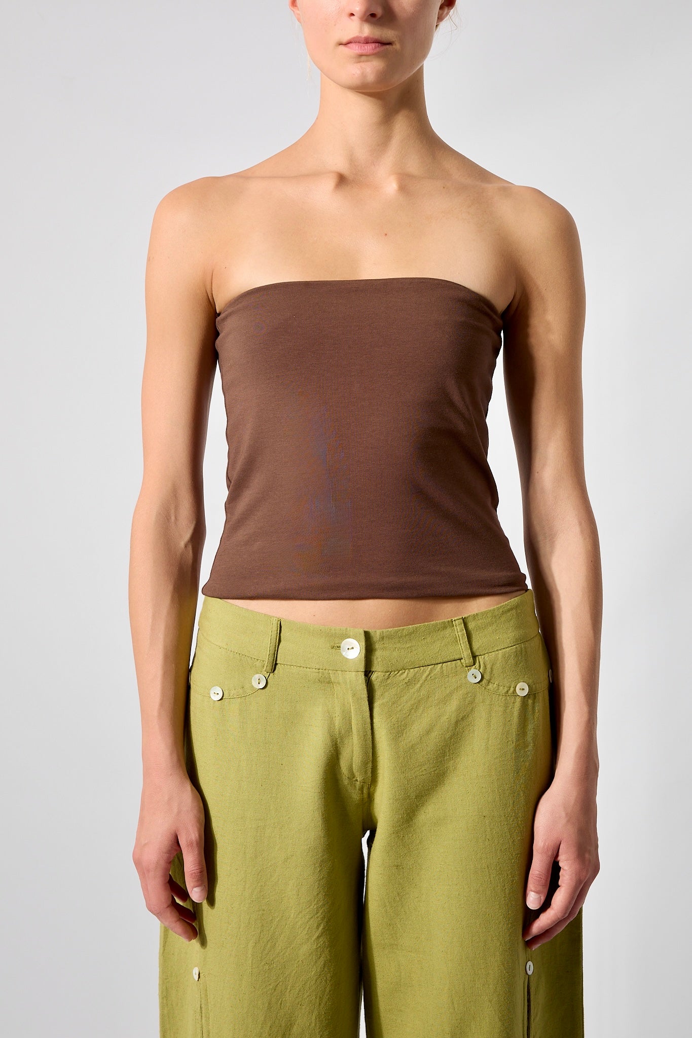Brown Bandeau Top